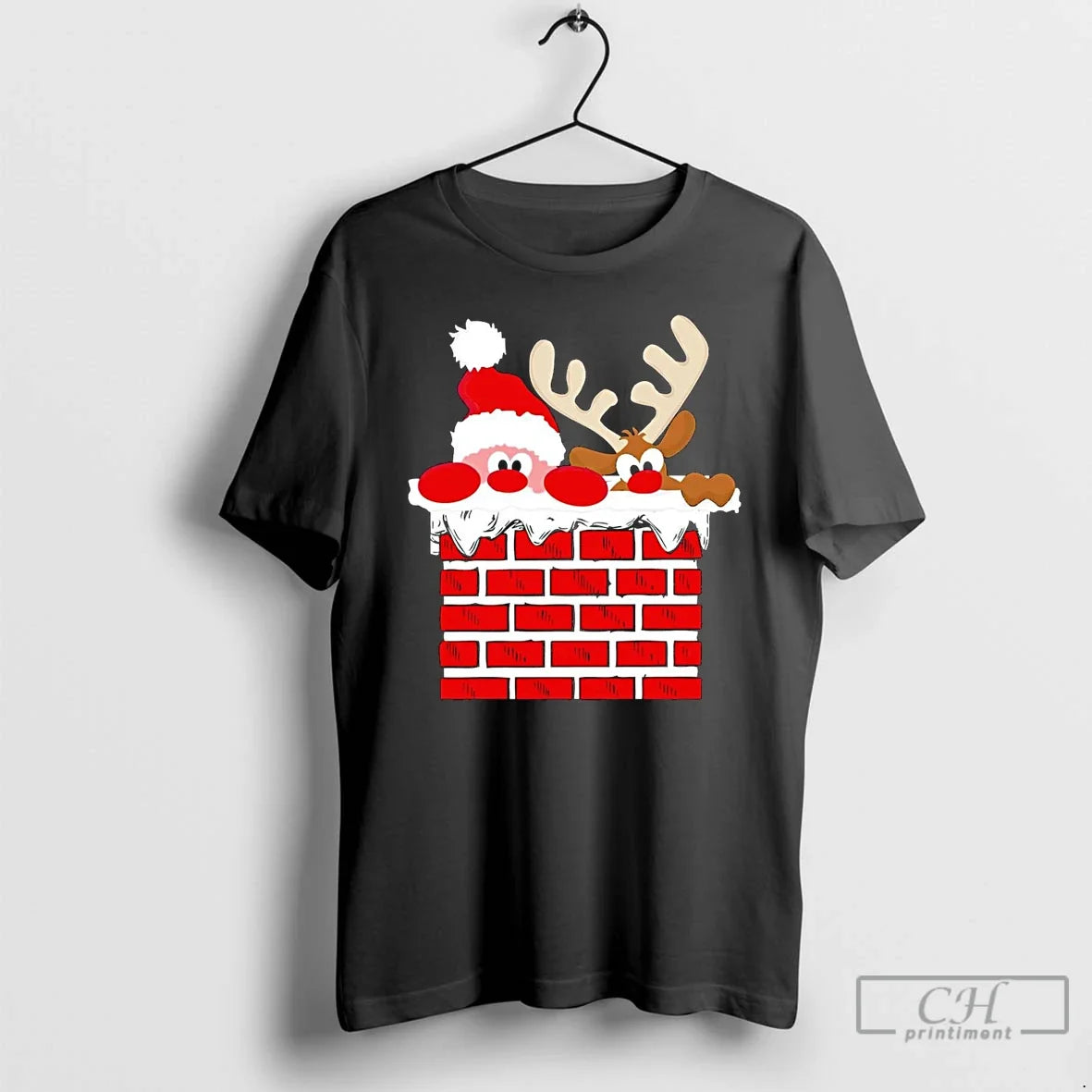 Classic Santa Claus And Reindeer Merry Christmas - Adult & Kids T-Shirts, Sweatshirts & Hoodies apparel design preview 1