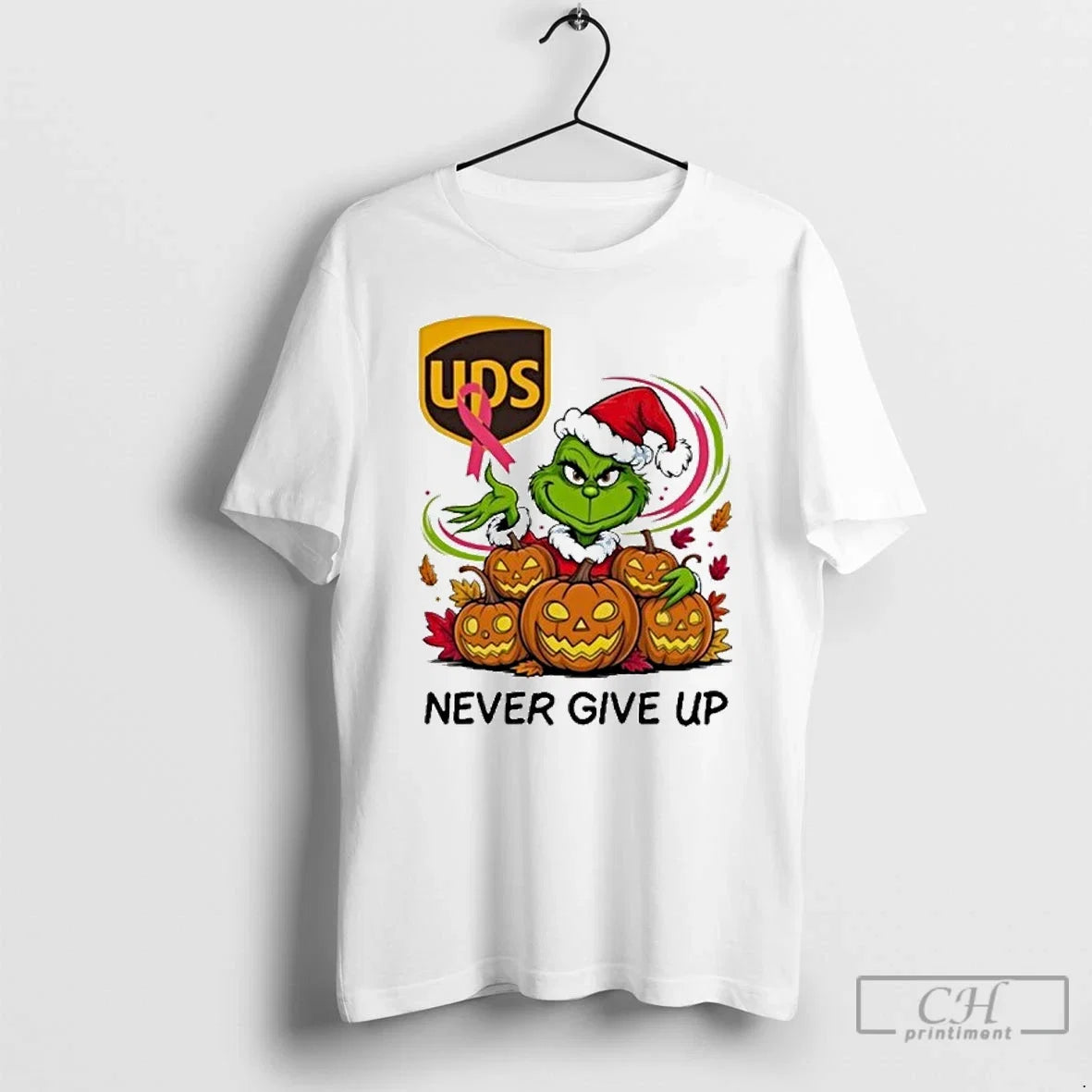 Classic Santa Grinch Never Give Up Ups Logo - Adult & Kids T-Shirts, Sweatshirts & Hoodies apparel design preview 1