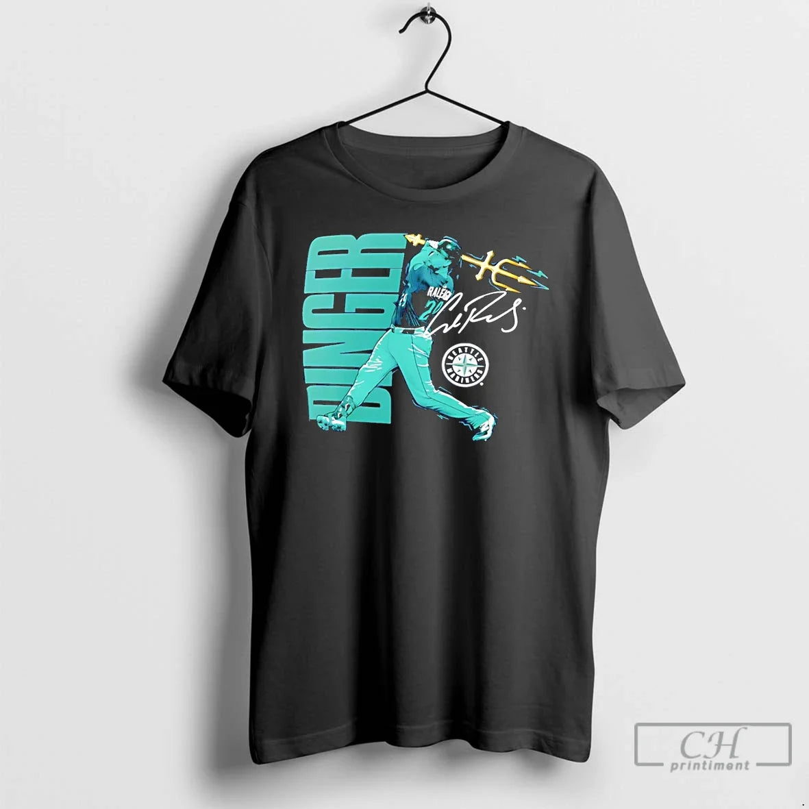 Classic Seattle Mariners Cal Raleigh Trident Swing - Adult & Kids T-Shirts, Sweatshirts & Hoodies apparel design preview 1