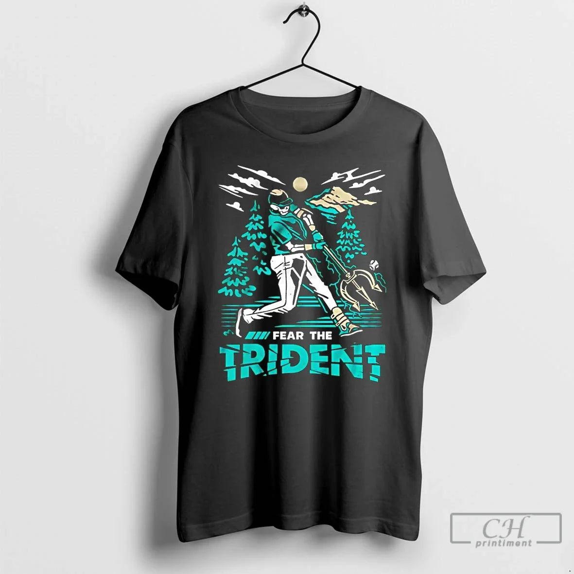 Classic Seattle Mariners Fear The Trident Skeleton - Adult & Kids T-Shirts, Sweatshirts & Hoodies apparel design preview 1