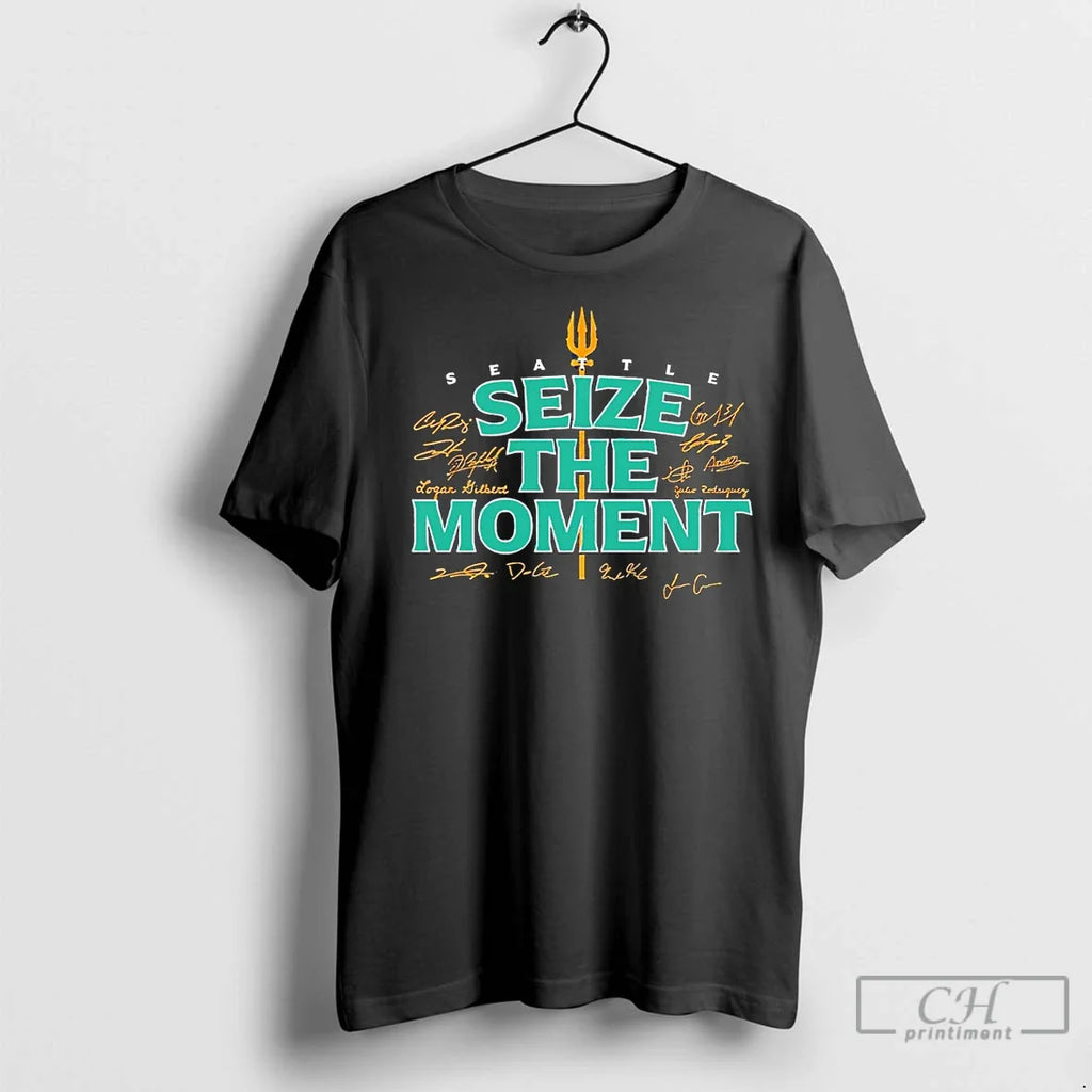 Classic Seattle Mariners Seize The Moment Signature - Adult & Kids T-Shirts, Sweatshirts & Hoodies apparel design preview 1