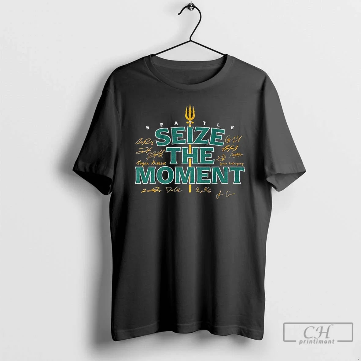 Classic Seattle Mariners Tridents Up Seize The Moment - Adult & Kids T-Shirts, Sweatshirts & Hoodies apparel design preview 1