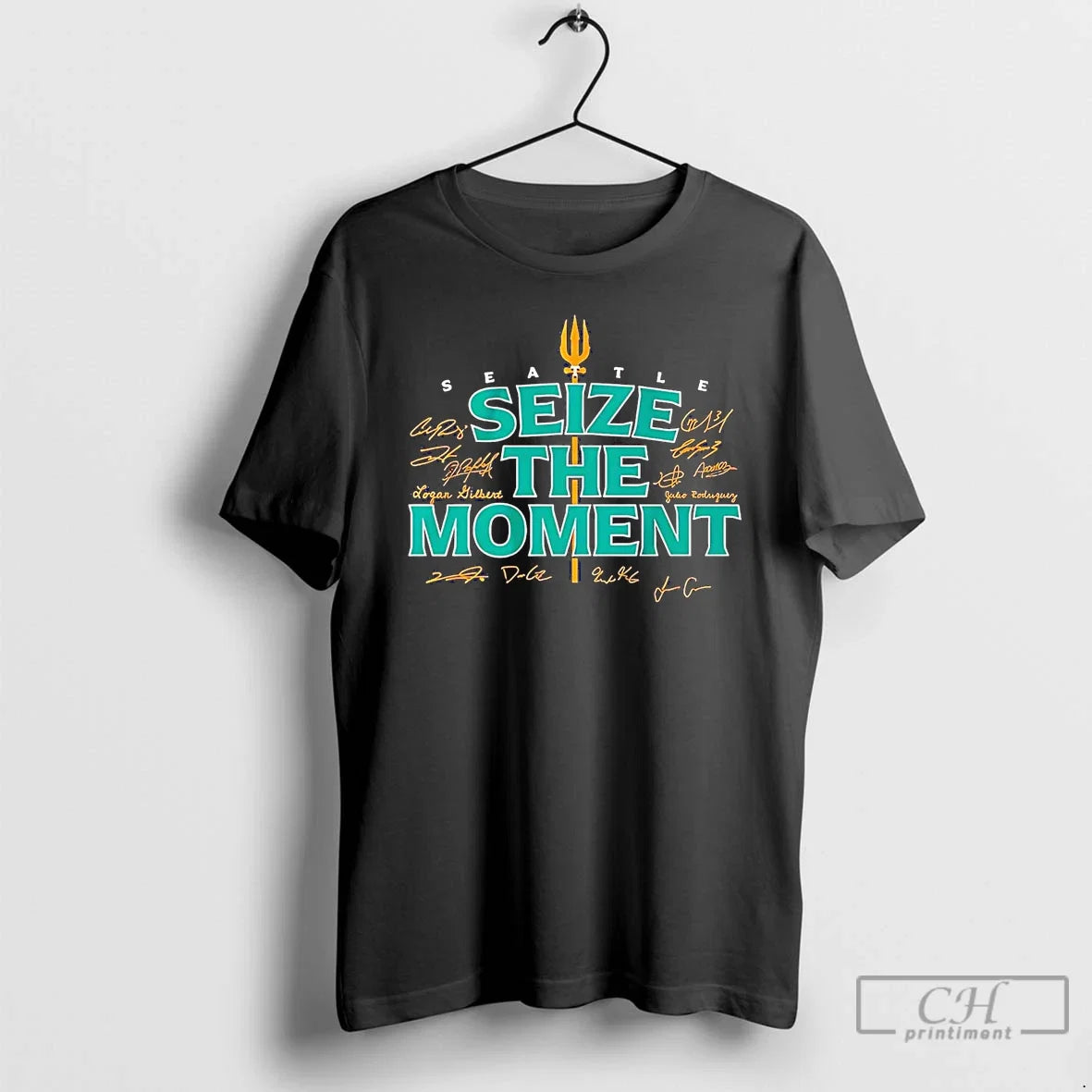 Classic Seattle Mariners Seize The Moment Trident - Adult & Kids T-Shirts, Sweatshirts & Hoodies apparel design preview 1