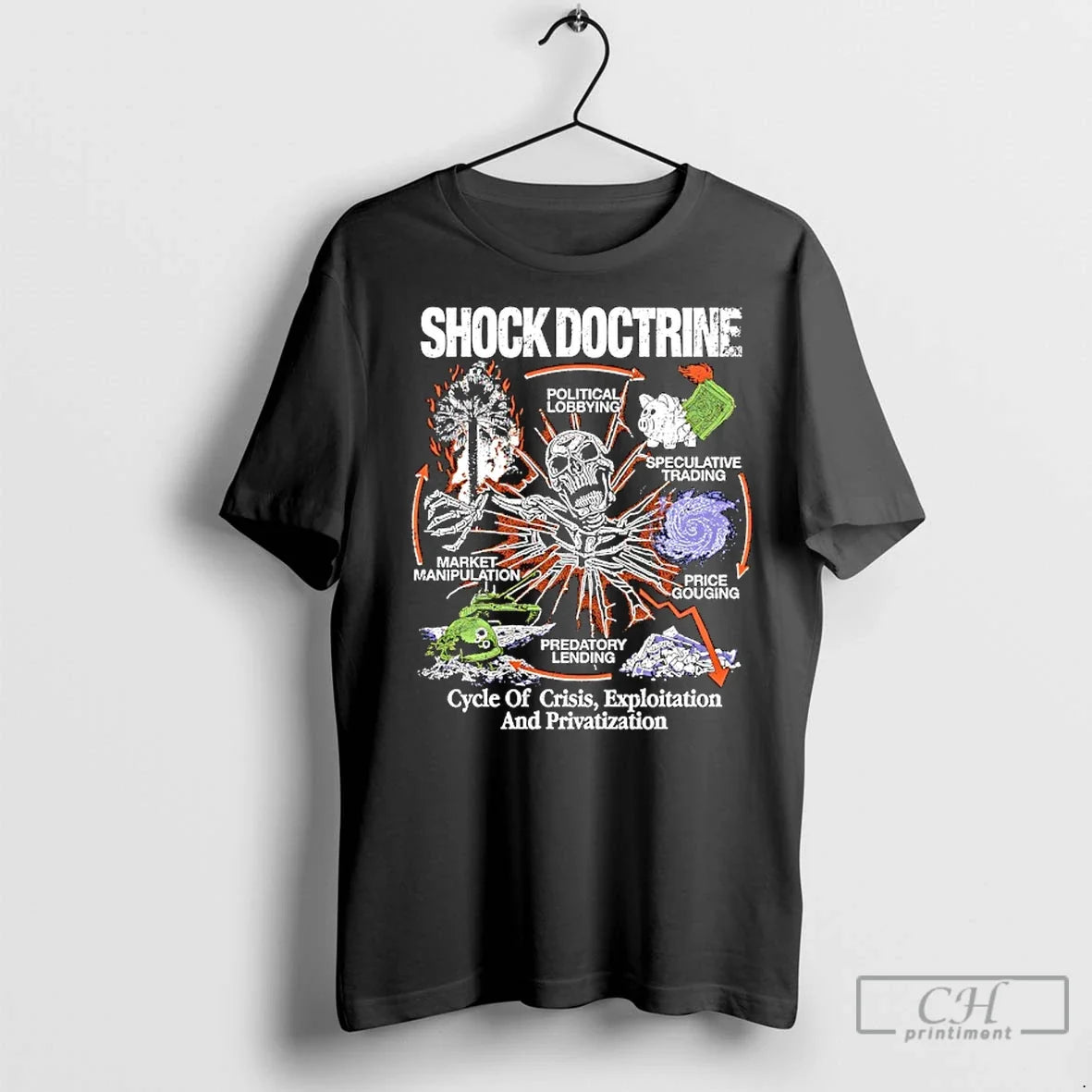 Classic Shock Doctrine Cycle Of Crisis Exploitation - Adult & Kids T-Shirts, Sweatshirts & Hoodies apparel design preview 1
