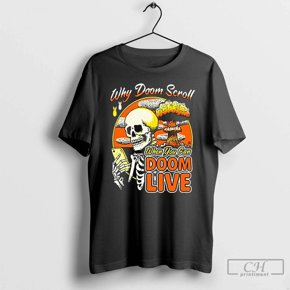 Classic Skeleton Why Doom Scroll When You Can Live - Adult & Kids T-Shirts, Sweatshirts & Hoodies apparel design preview 1