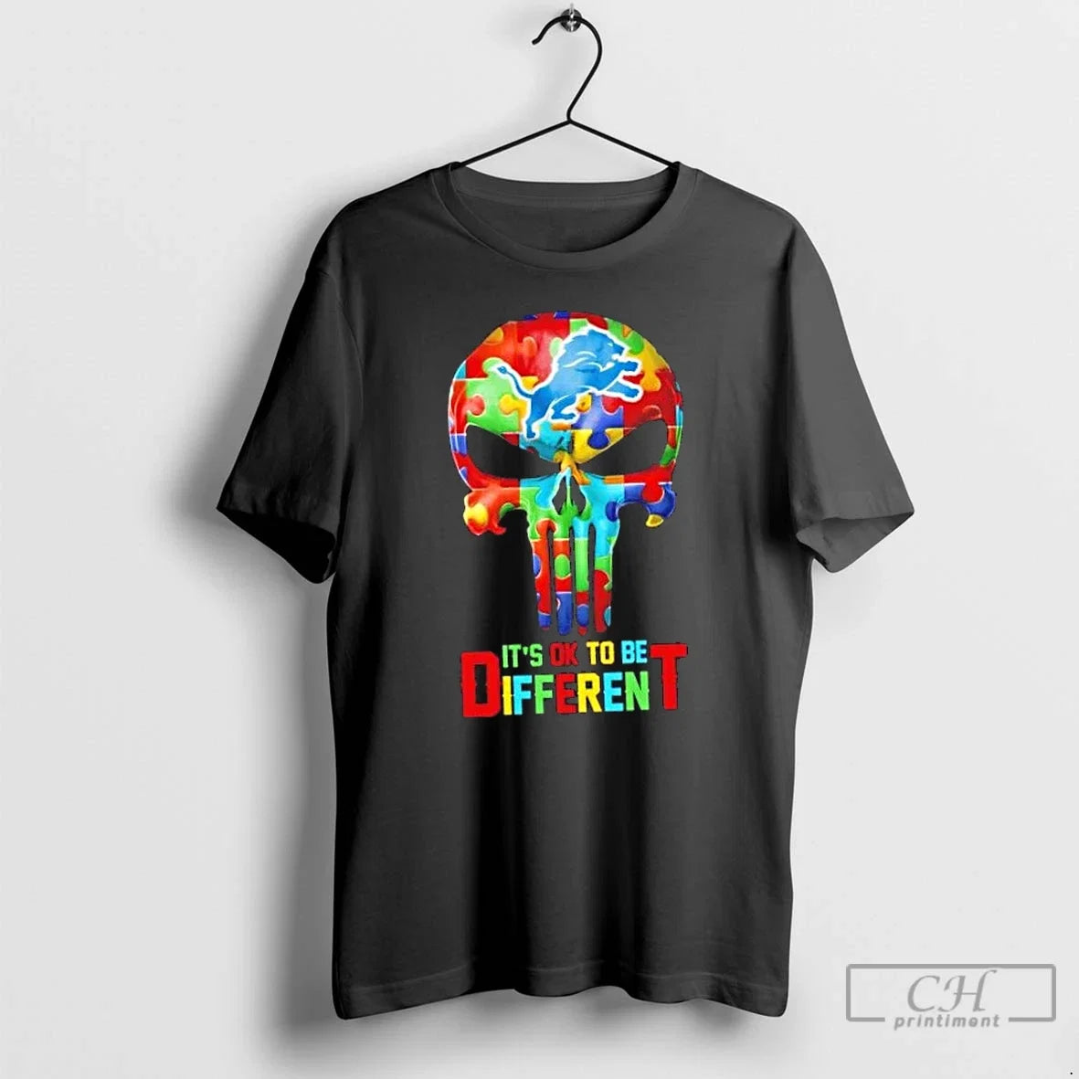 Classic Skull Detroit Lions Its Ok To Be Different - Adult & Kids T-Shirts, Sweatshirts & Hoodies apparel design preview 1