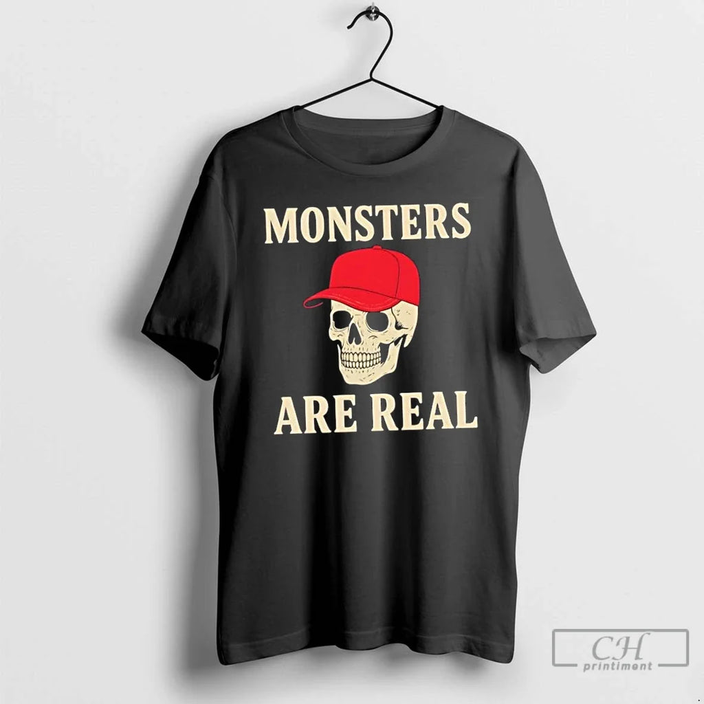 Classic Skull Red Hat Monsters Are Real - Adult & Kids T-Shirts, Sweatshirts & Hoodies apparel design preview 1