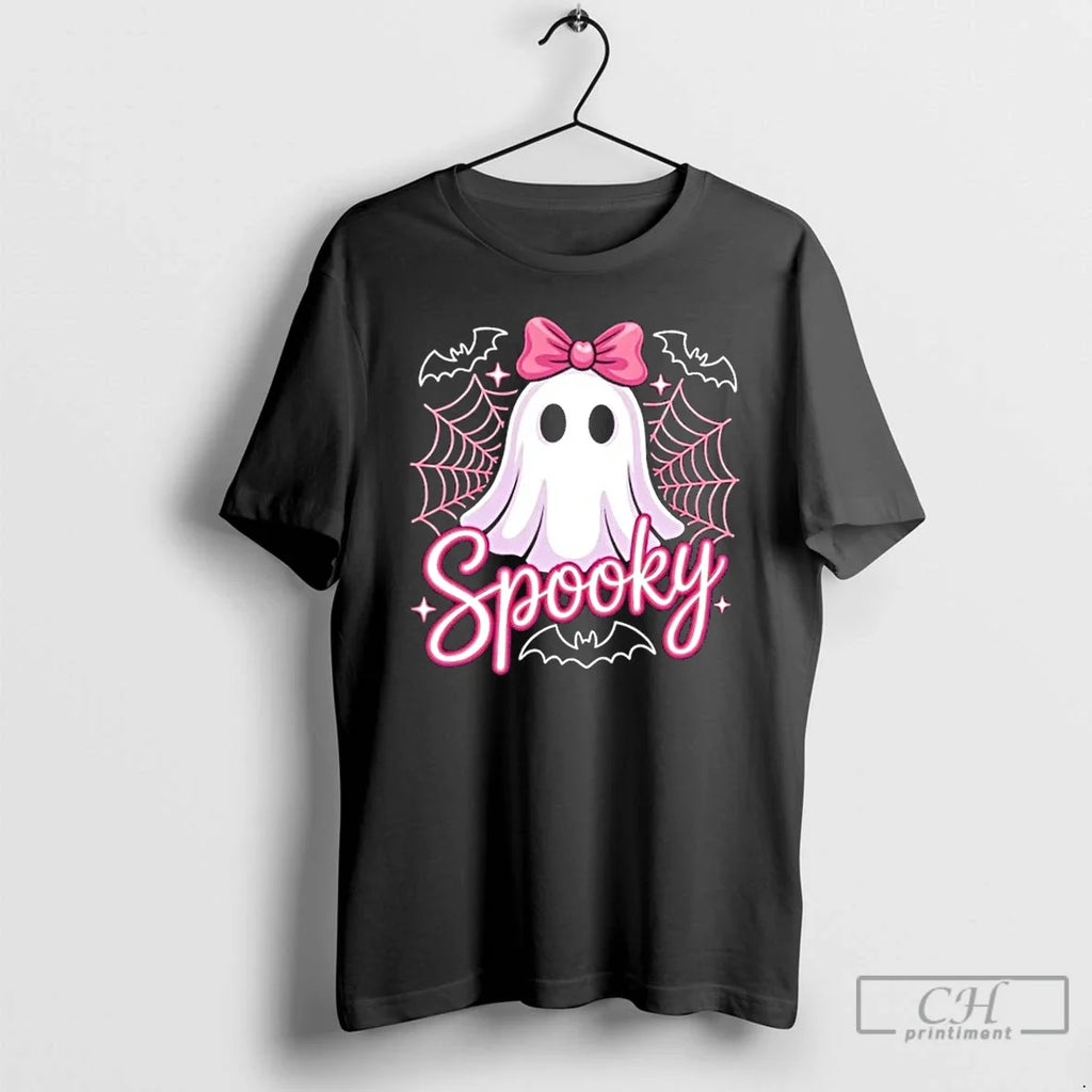 Classic Spooky Ghost Pink Coquette Halloween Cute - Adult & Kids T-Shirts, Sweatshirts & Hoodies apparel design preview 1