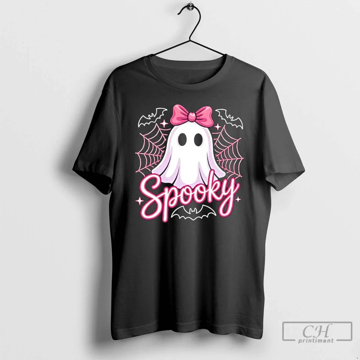 Classic Spooky Ghost Pink Coquette Halloween Cute - Adult & Kids T-Shirts, Sweatshirts & Hoodies apparel design preview 1