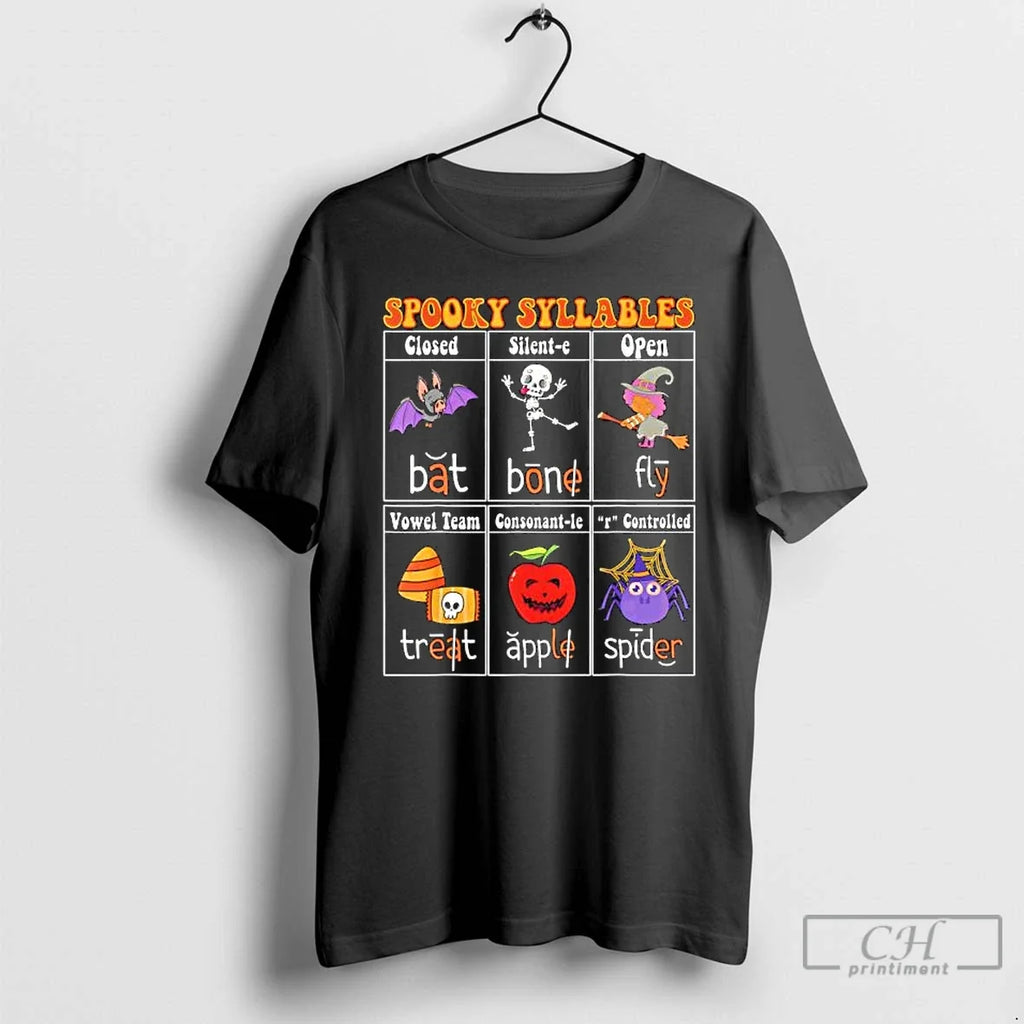Classic Spooky Syllables Teacher Funny Halloween - Adult & Kids T-Shirts, Sweatshirts & Hoodies apparel design preview 1