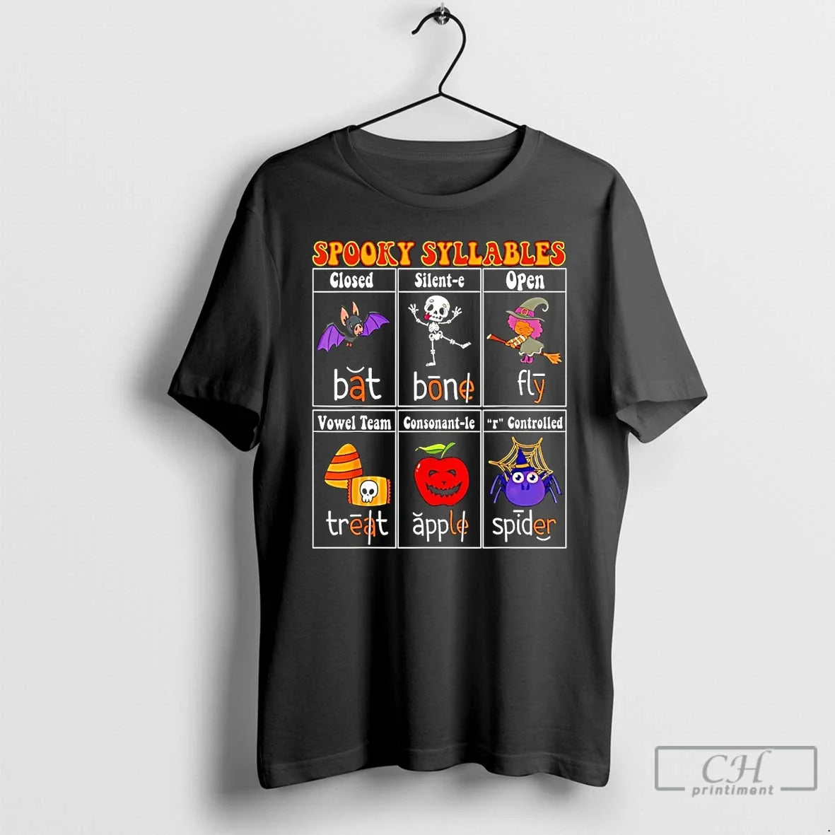 Classic Spooky Syllables Teacher Halloween - Adult & Kids T-Shirts, Sweatshirts & Hoodies apparel design preview 1