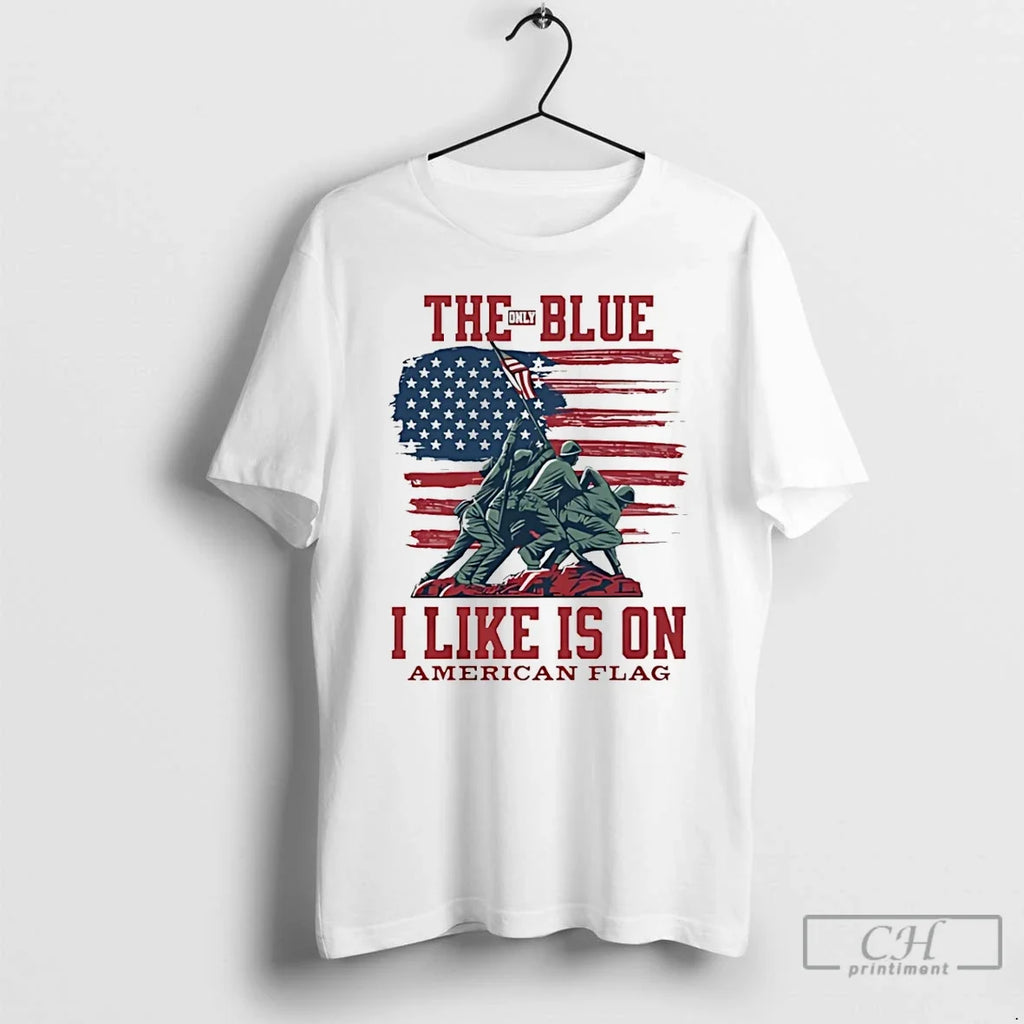 Classic Stars And Stripes The Only Blue I Like Is On - Adult & Kids T-Shirts, Sweatshirts & Hoodies apparel design preview 1