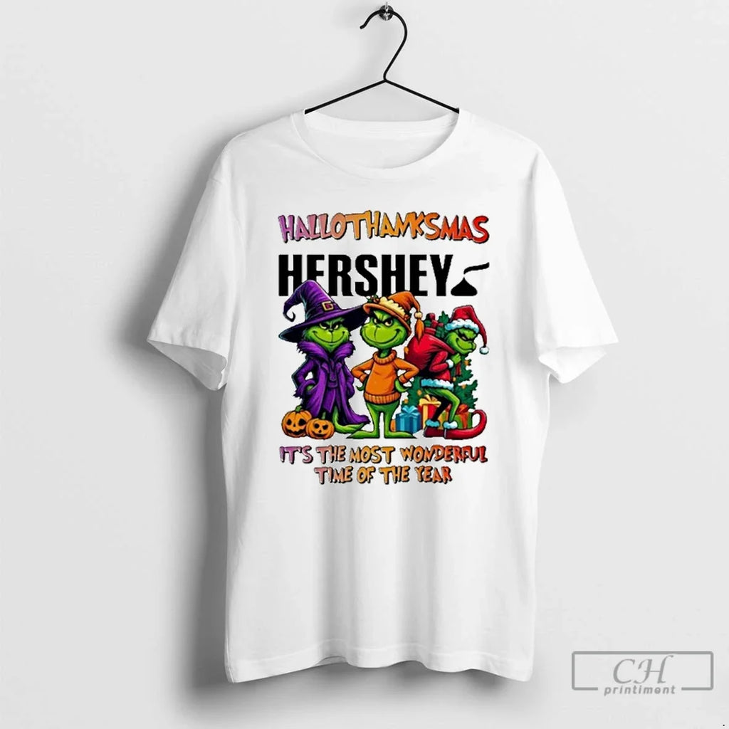 Classic The Grinch Hershey Logo Hallothanksmas Its - Adult & Kids T-Shirts, Sweatshirts & Hoodies apparel design preview 1