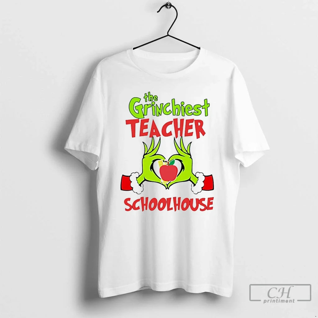 Classic The Grinchiest Teacher Schoolhouse Christmas - Adult & Kids T-Shirts, Sweatshirts & Hoodies apparel design preview 1