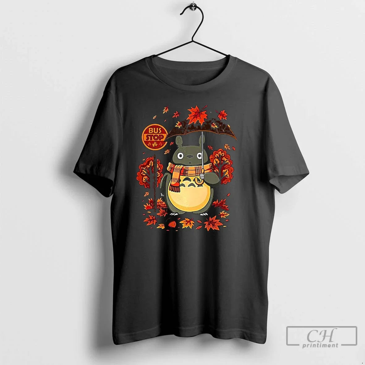 Classic Totoro Autumn Bus Stop - Adult & Kids T-Shirts, Sweatshirts & Hoodies apparel design preview 1