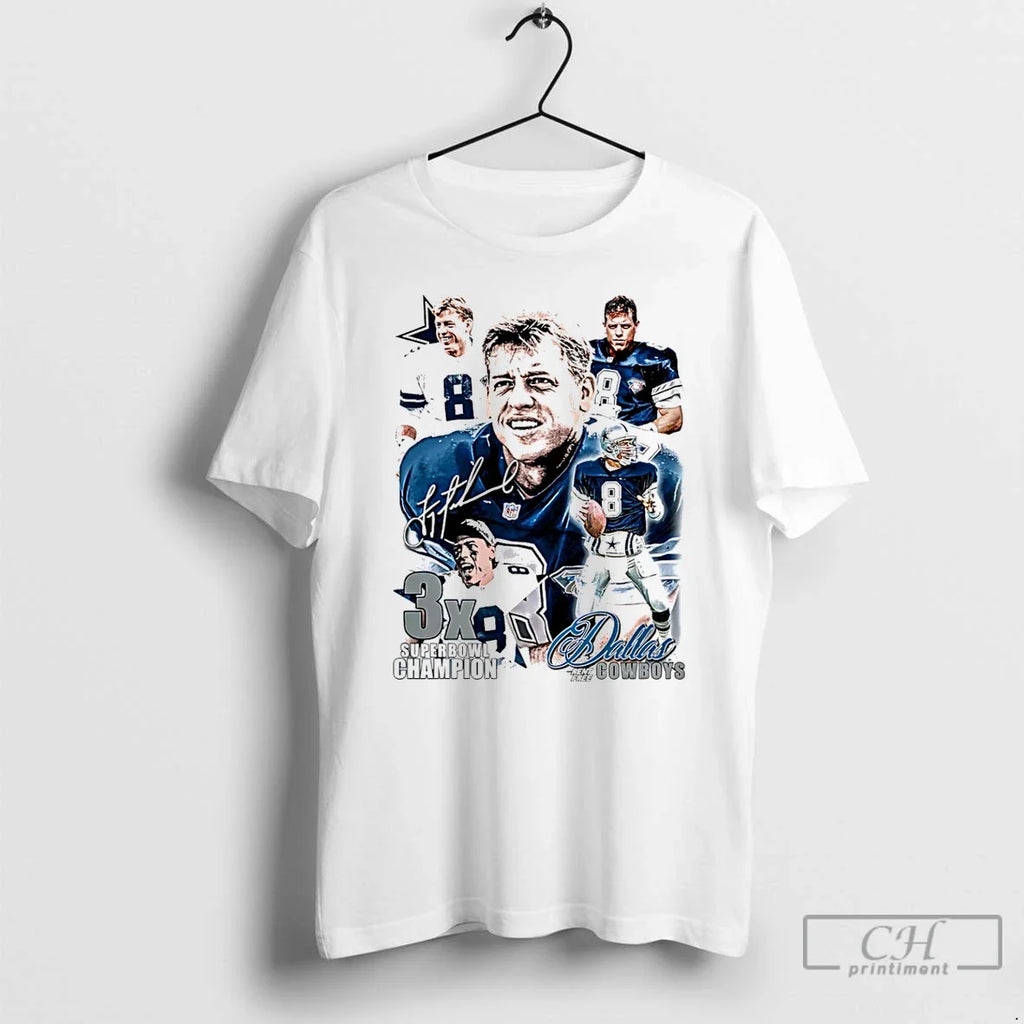 Classic Troy Aikman Dallas Cowboys 3x Superbowl - Adult & Kids T-Shirts, Sweatshirts & Hoodies apparel design preview 1