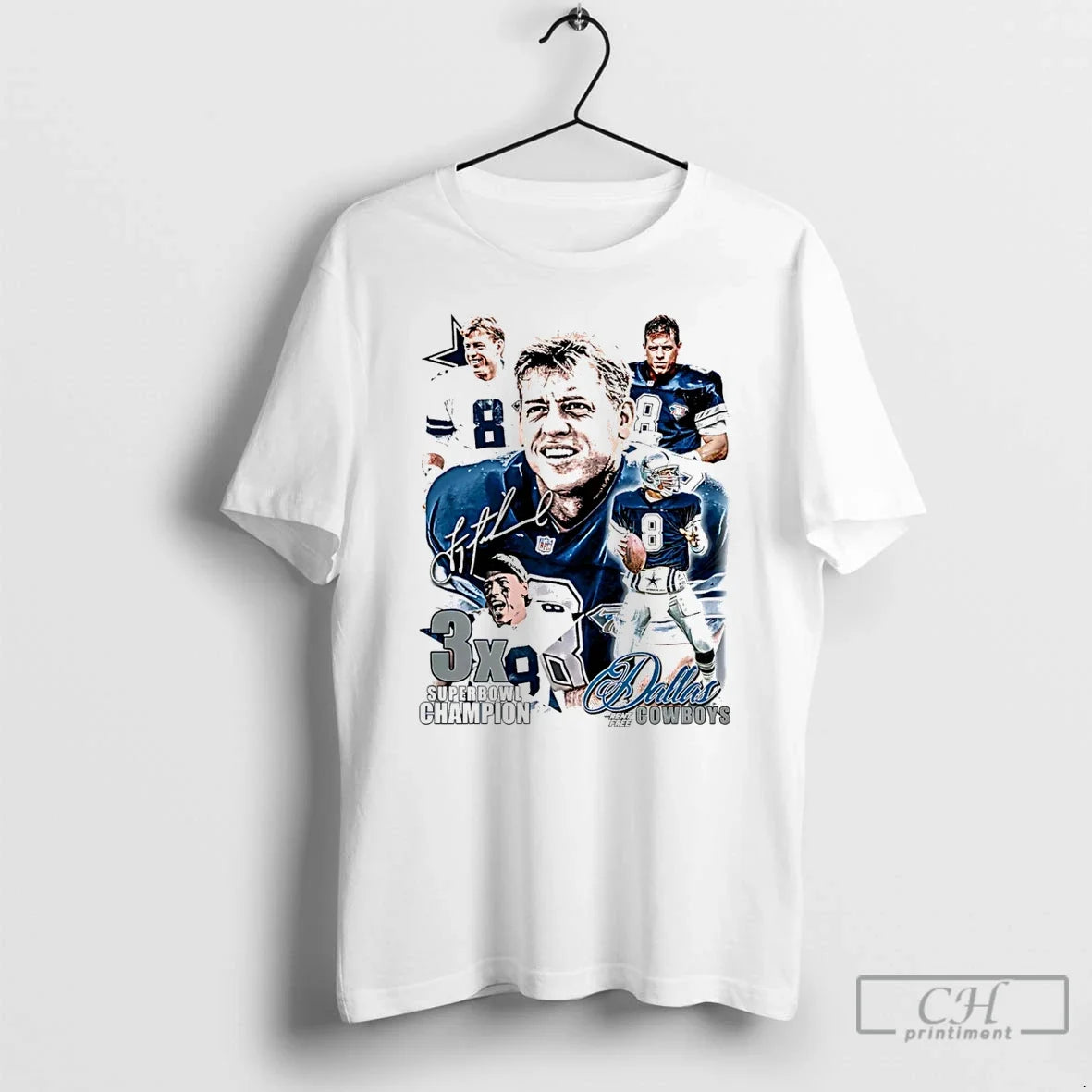 Classic Troy Aikman Dallas Cowboys 3x Superbowl - Adult & Kids T-Shirts, Sweatshirts & Hoodies apparel design preview 1