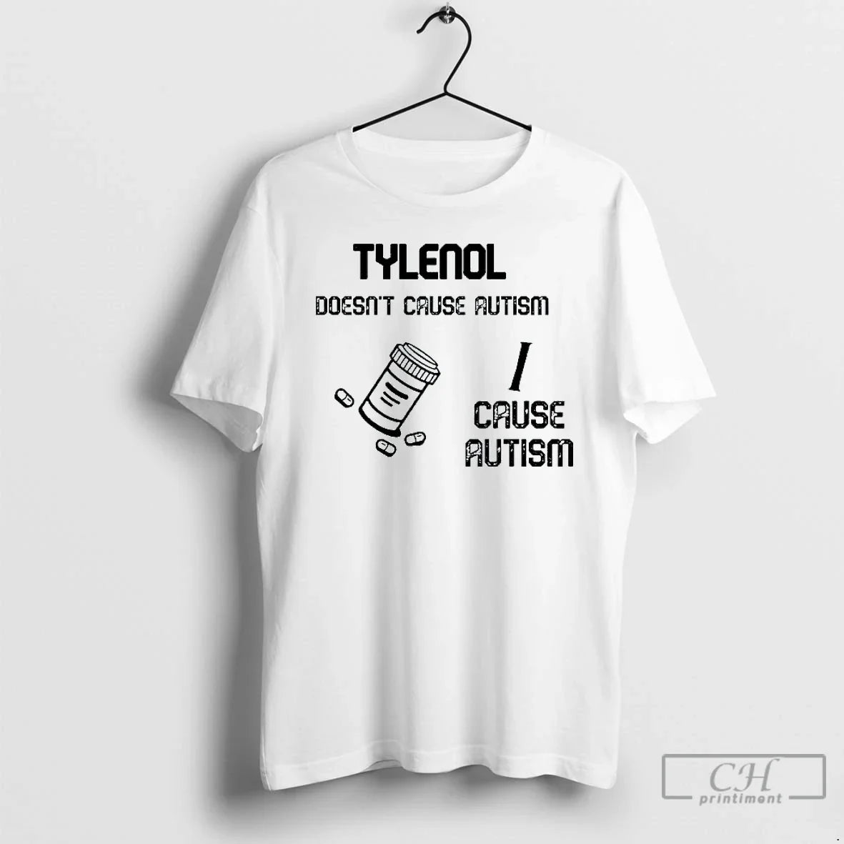 Classic Tylenol Doesnt Cause Autism I Mens White - Adult & Kids T-Shirts, Sweatshirts & Hoodies apparel design preview 1