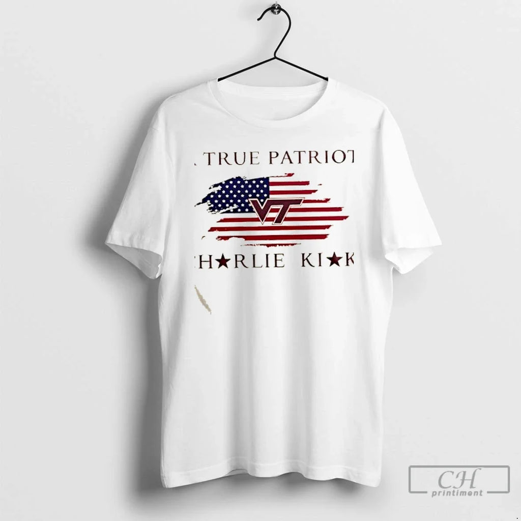 Classic Virginia Tech A True Patriot Charlie Kirk 2 - Adult & Kids T-Shirts, Sweatshirts & Hoodies apparel design preview 1