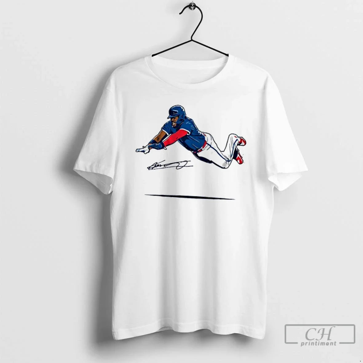 Classic Vladimir Guerrero Jr Super Vlad Flying Slide - Adult & Kids T-Shirts, Sweatshirts & Hoodies apparel design preview 1