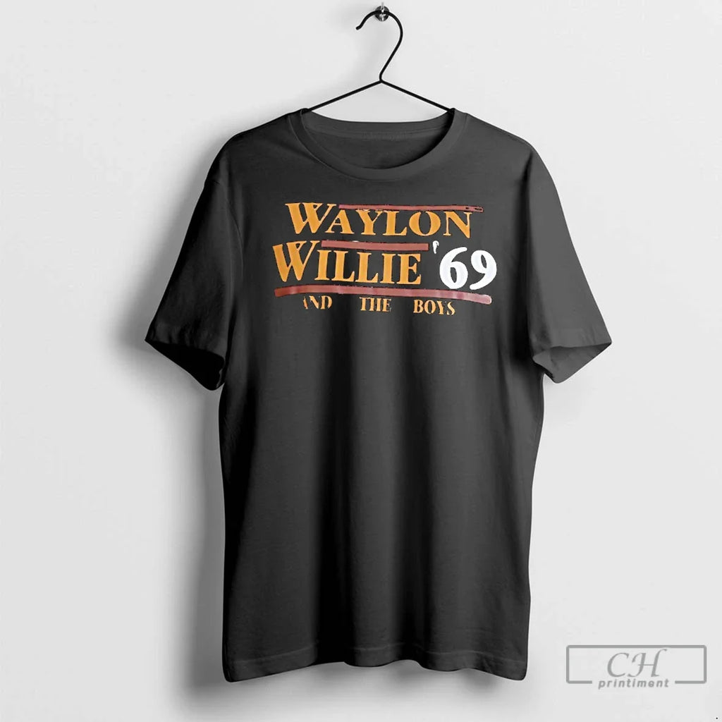 Classic Waylon Willie 69 And The Boys - Adult & Kids T-Shirts, Sweatshirts & Hoodies apparel design preview 1
