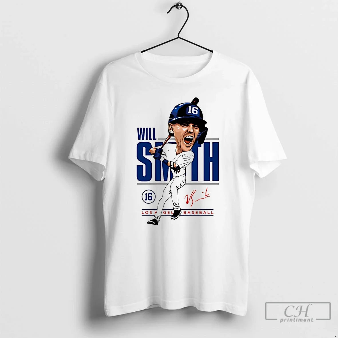 Classic Will Smith Los Angeles Dodgers Caricature - Adult & Kids T-Shirts, Sweatshirts & Hoodies apparel design preview 1