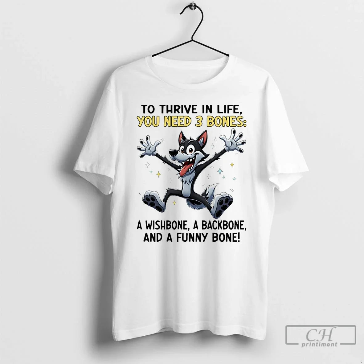 Classic Wolf To Thrive In Life You Need 3 Bones A - Adult & Kids T-Shirts, Sweatshirts & Hoodies apparel design preview 1