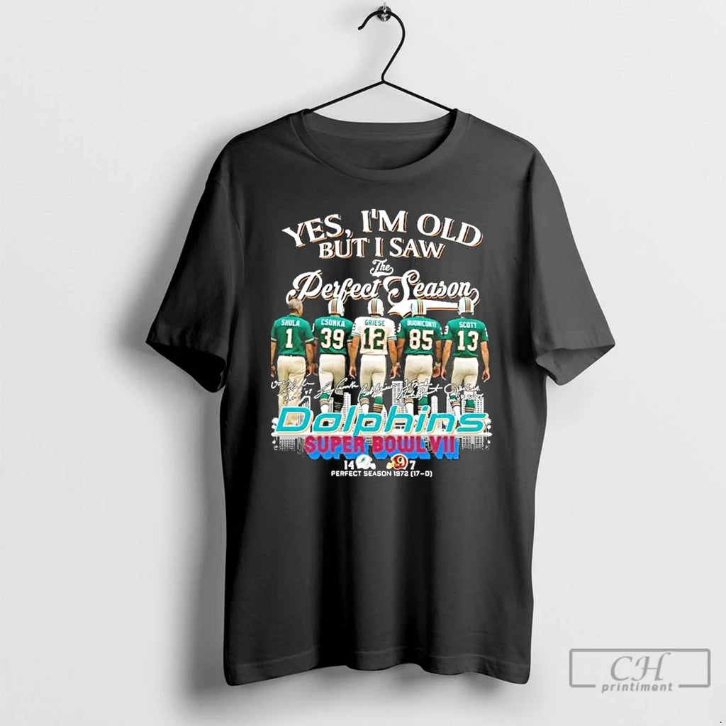 Classic Yes Im Old But I Saw The Miami Dolphins - Adult & Kids T-Shirts, Sweatshirts & Hoodies apparel design preview 1