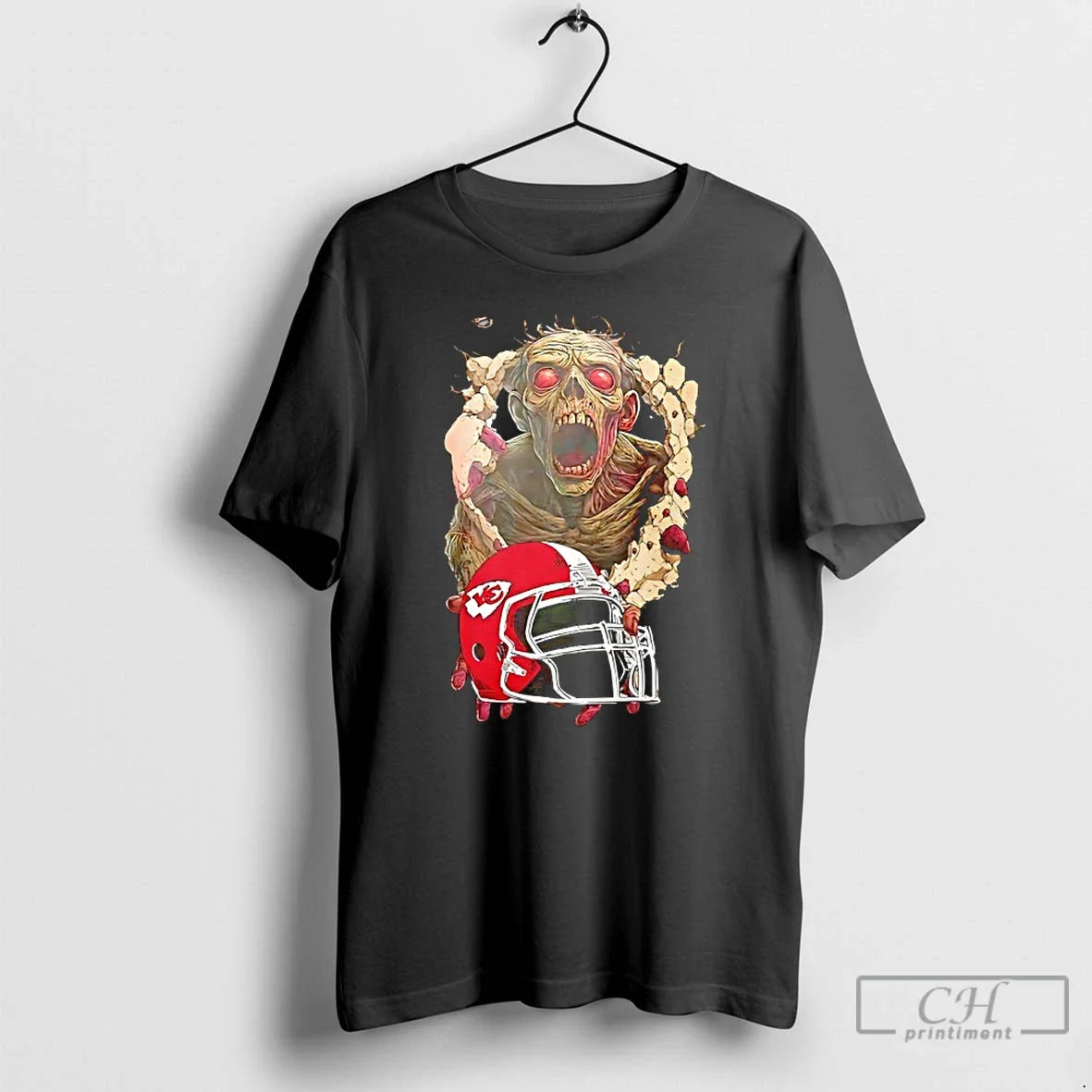 Classic Zombie X Kansas City Chiefs Helmet Happy - Adult & Kids T-Shirts, Sweatshirts & Hoodies apparel design preview 1