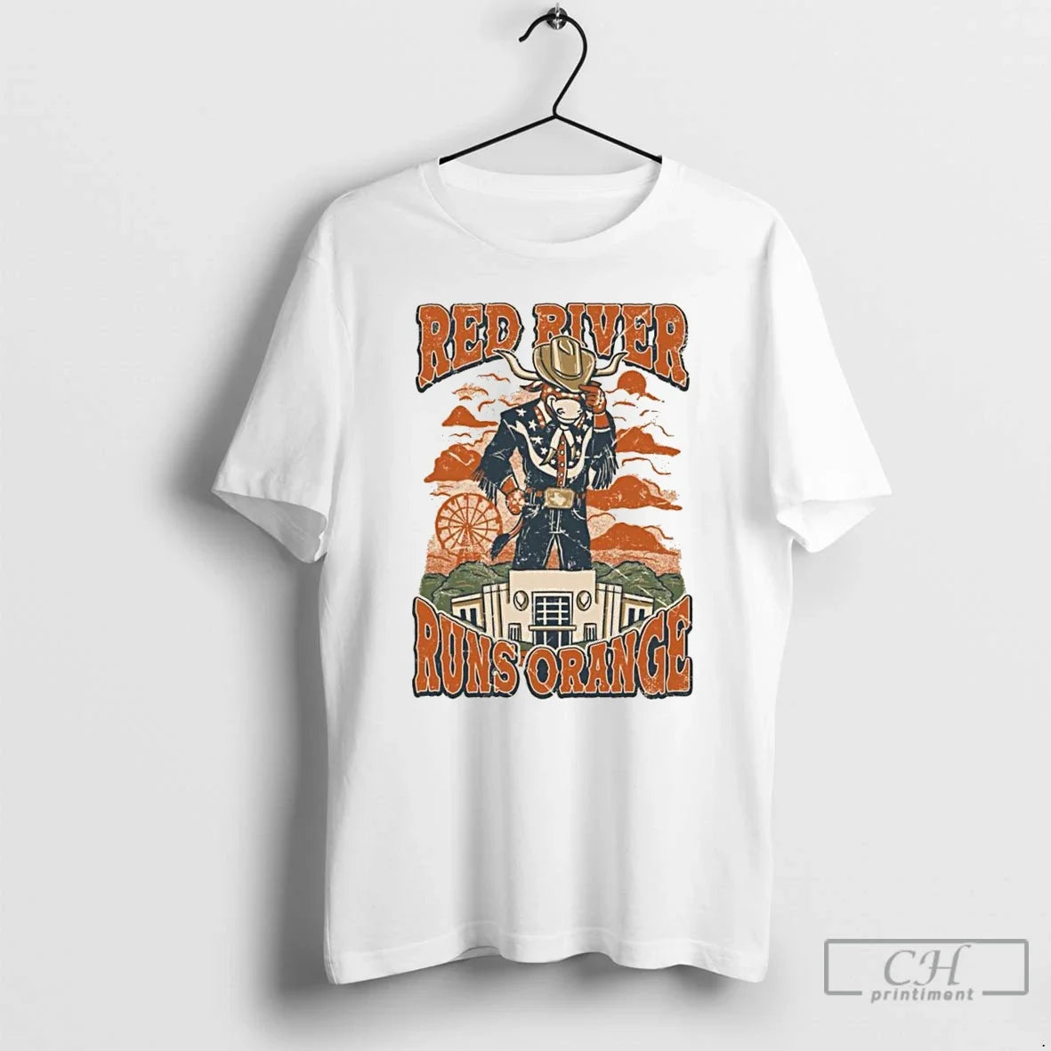 Classic Red River Runs Orange Texas Longhorns - Adult & Kids T-Shirts, Sweatshirts & Hoodies apparel design preview 1