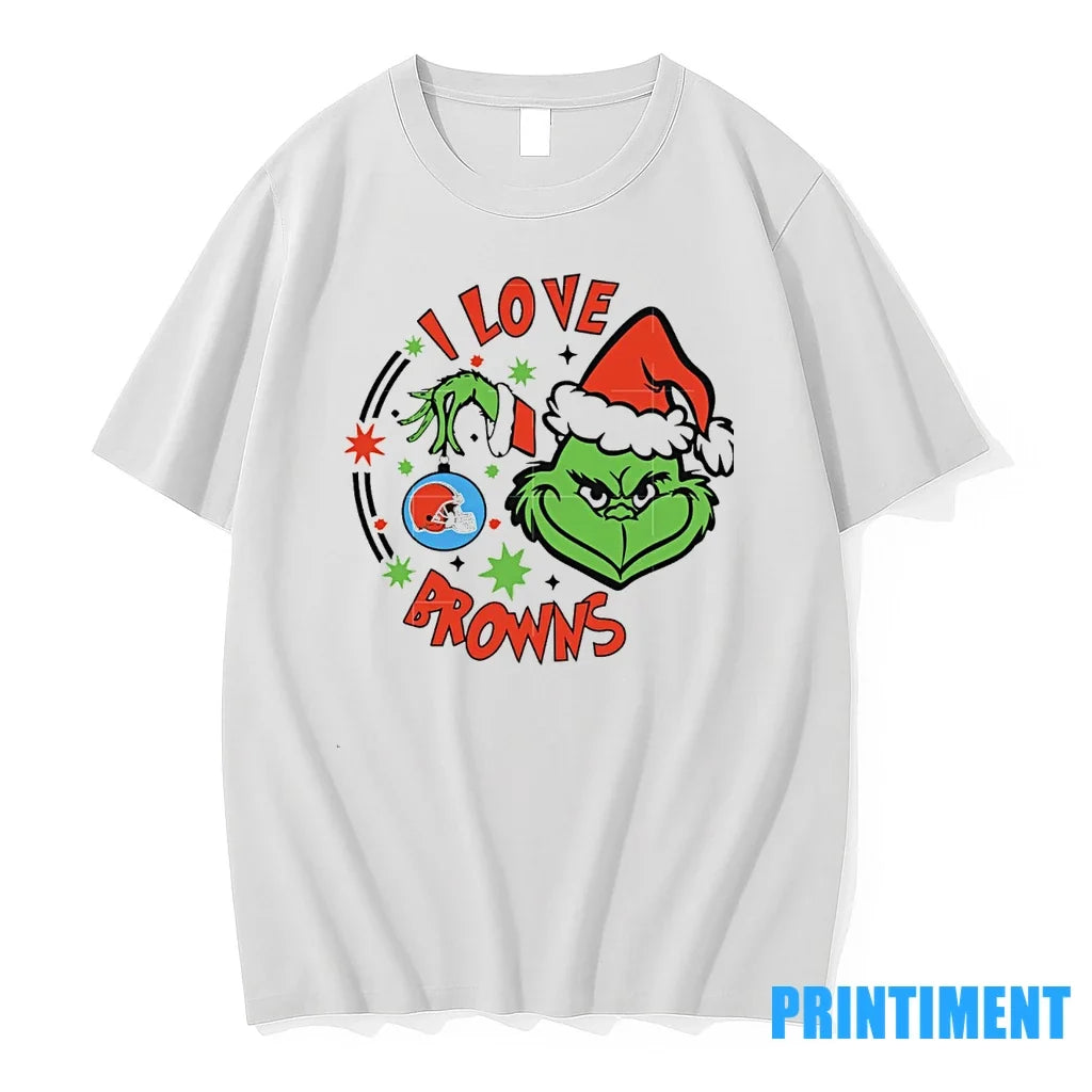 Cleveland Browns X Santa Grinch I Love Christmas - Adult & Kids T-Shirts, Sweatshirts & Hoodies apparel design preview 1