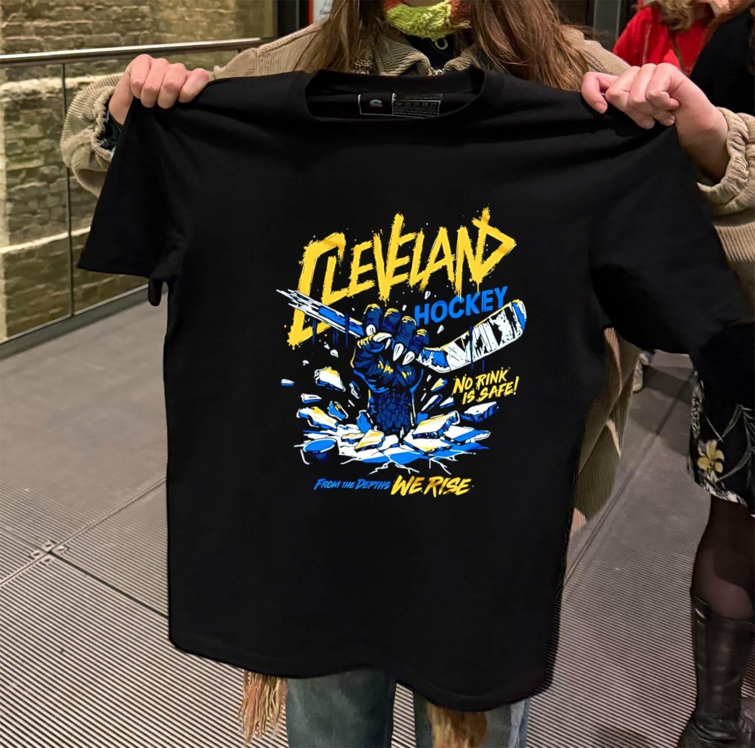 Cleveland Hockey No Rink Is Safe Monster Hand - Adult & Kids T-Shirts, Sweatshirts & Hoodies apparel design preview 2