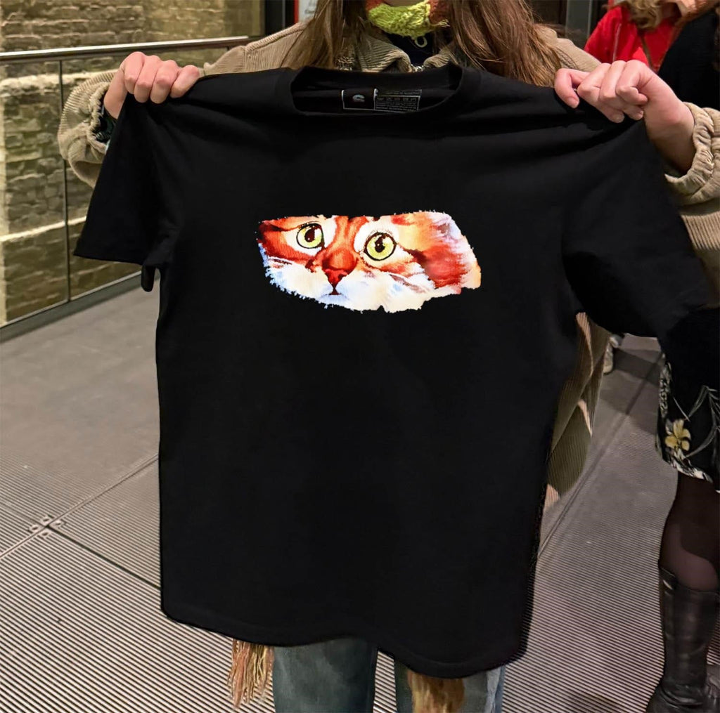 Close-up Watercolor Ginger Cat Face with Green Eyes - Adult & Kids T-Shirts, Sweatshirts & Hoodies apparel design preview 2