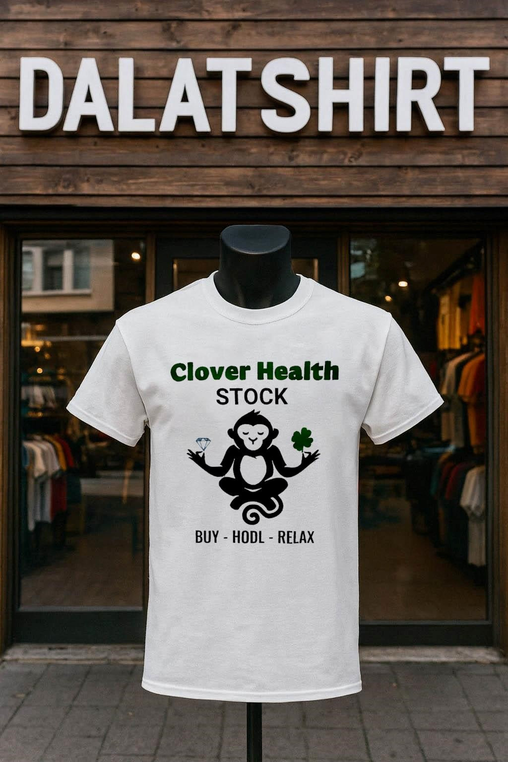 Clover Health Stock Monkey Diamond Buy Hodl Relax - Adult & Kids T-Shirts, Sweatshirts & Hoodies apparel design preview 1