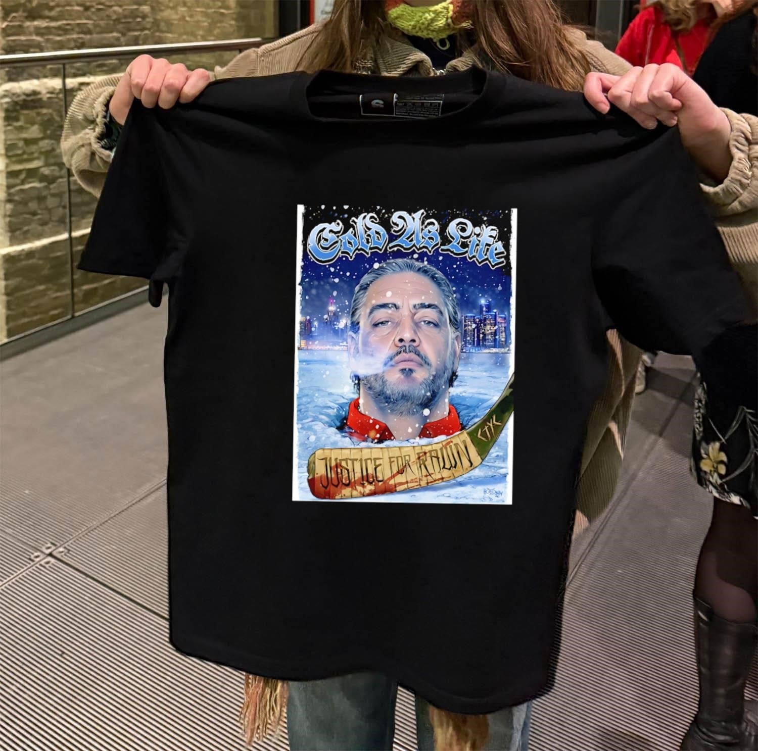 Cold As Life Justice For Pawn Hockey Stick Cityscape - Adult & Kids T-Shirts, Sweatshirts & Hoodies apparel design preview 2