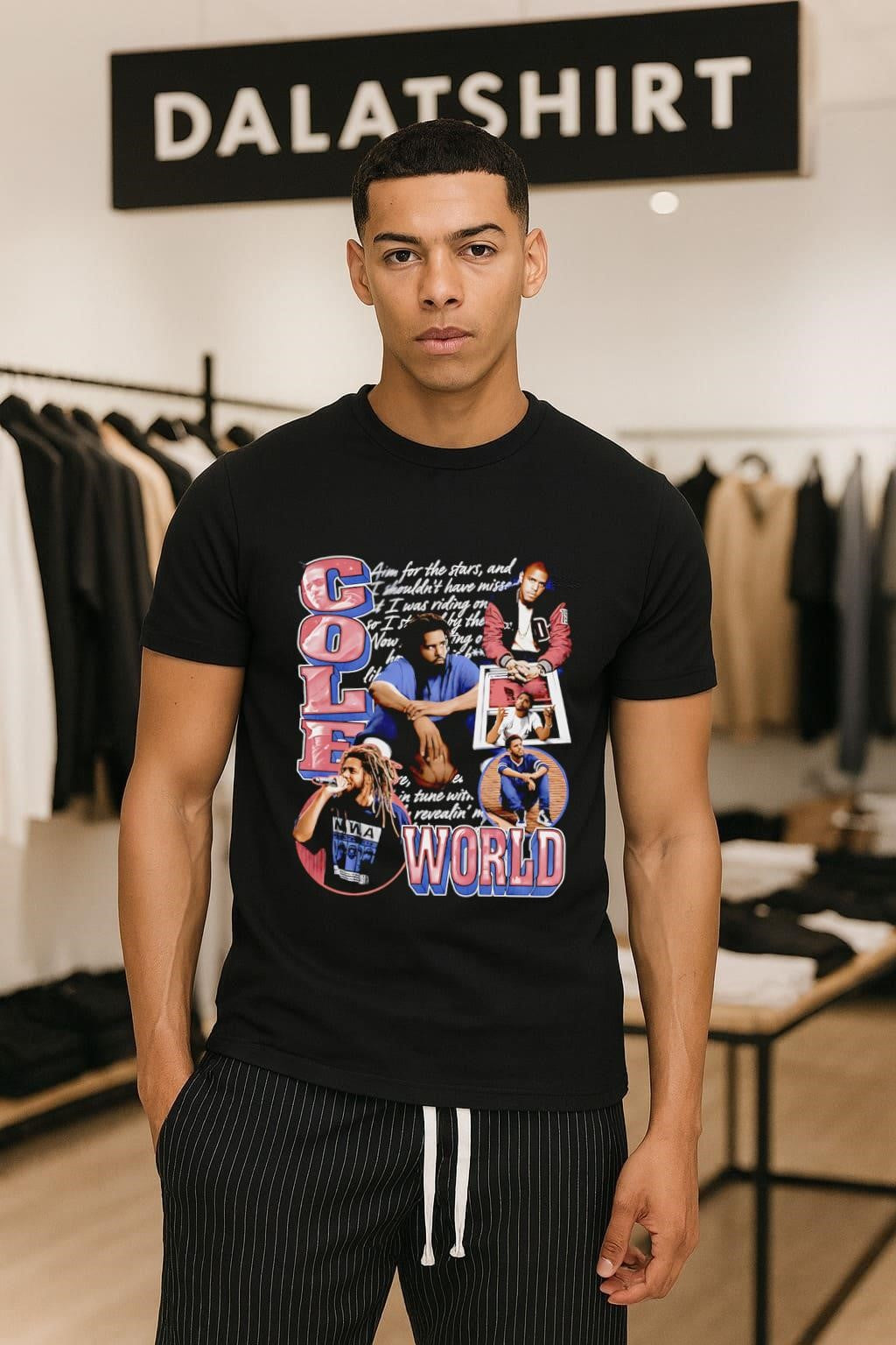 Cole World J lyric collage portrait - Adult & Kids T-Shirts, Sweatshirts & Hoodies apparel design preview 1