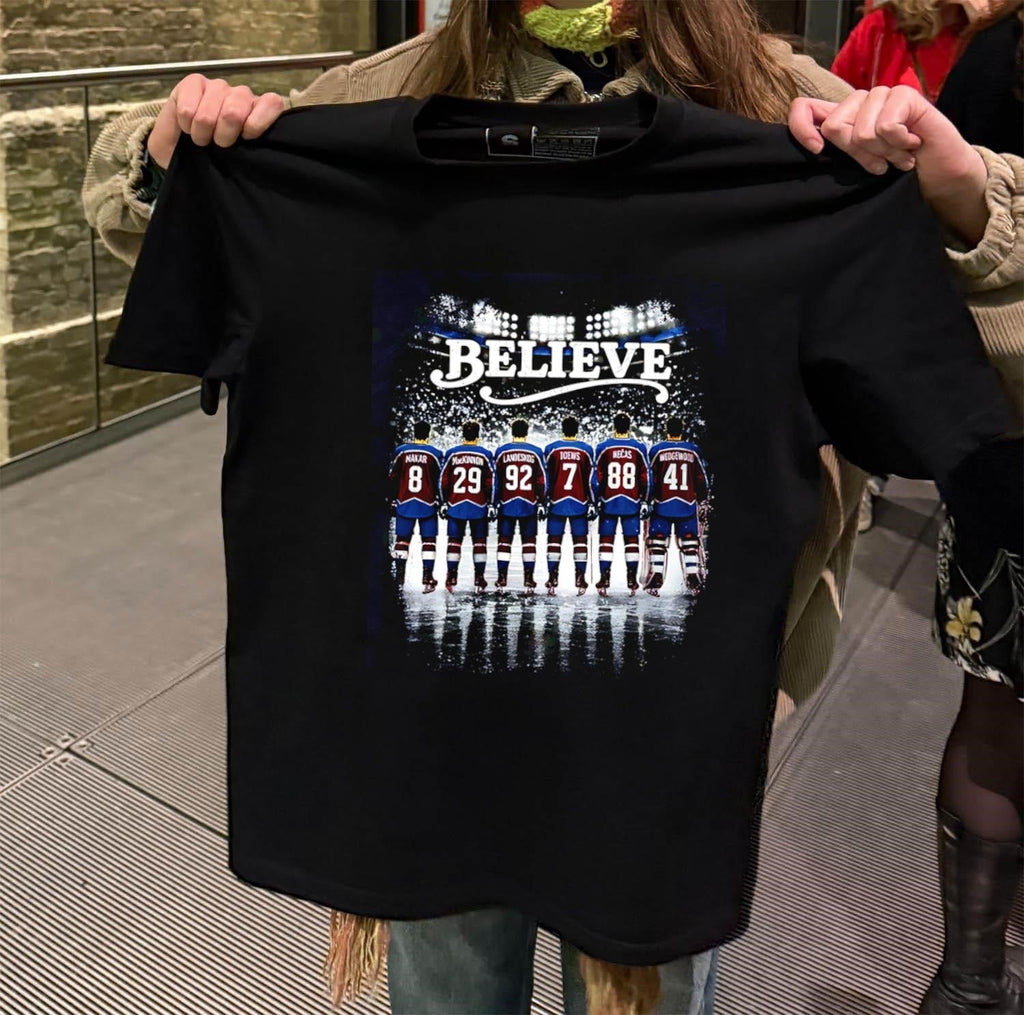 Colorado Avalanche Believe Hockey Players Stadium - Adult & Kids T-Shirts, Sweatshirts & Hoodies apparel design preview 2