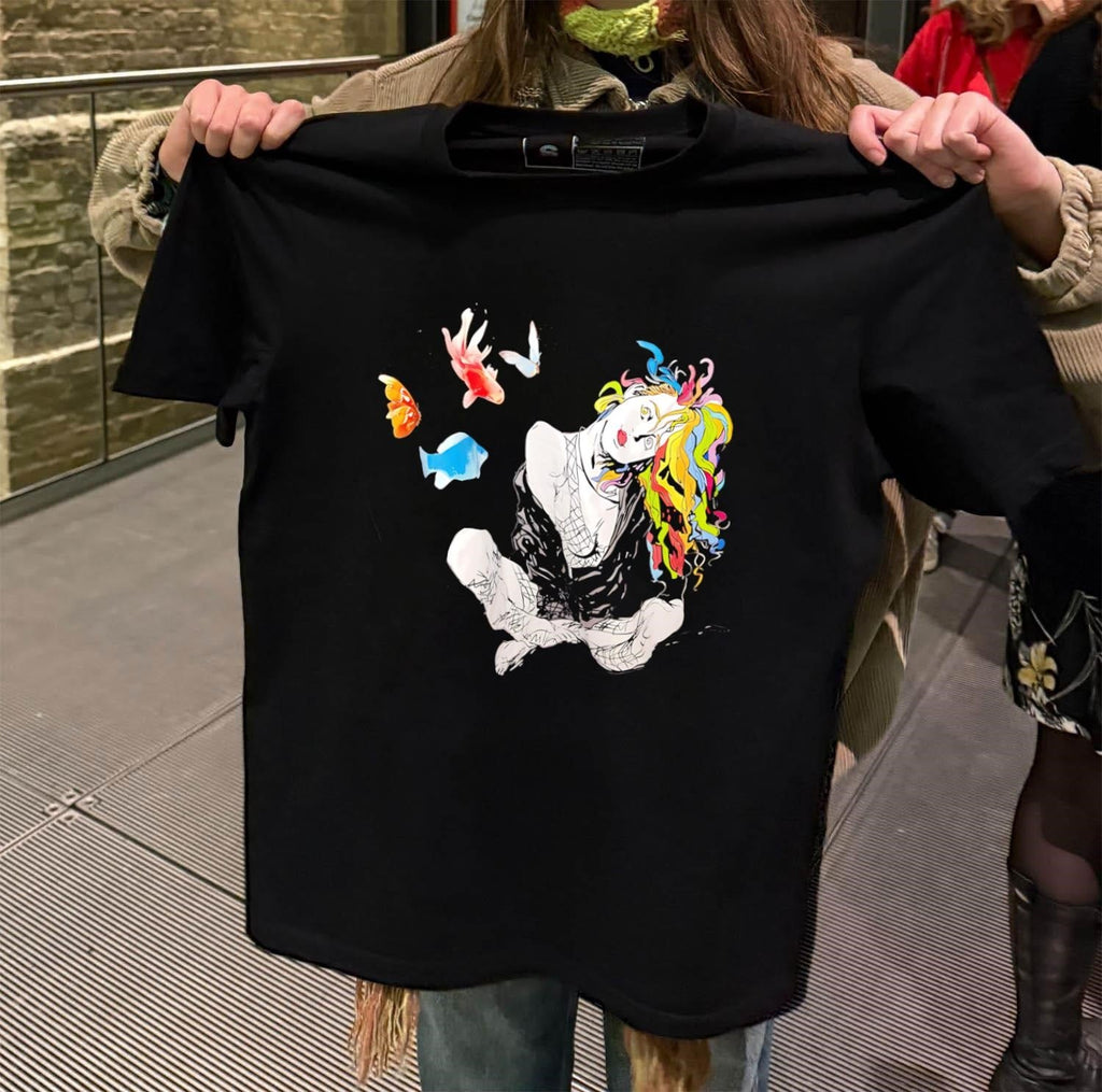 Colorful Hair Girl with Butterflies and Fish - Adult & Kids T-Shirts, Sweatshirts & Hoodies apparel design preview 2