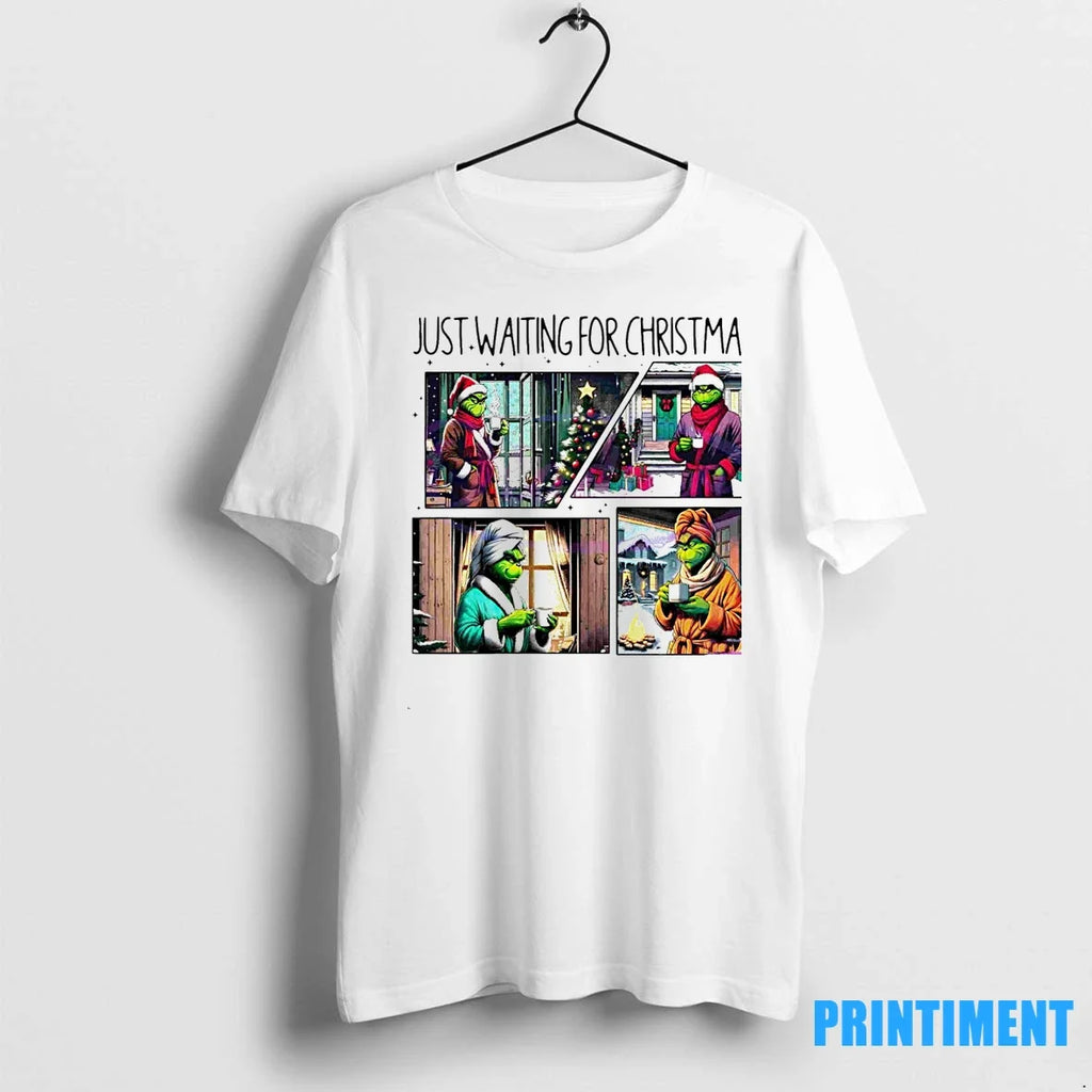 Cozy Grinch Just Waiting For Christmas Sweater - Adult & Kids T-Shirts, Sweatshirts & Hoodies apparel design preview 1