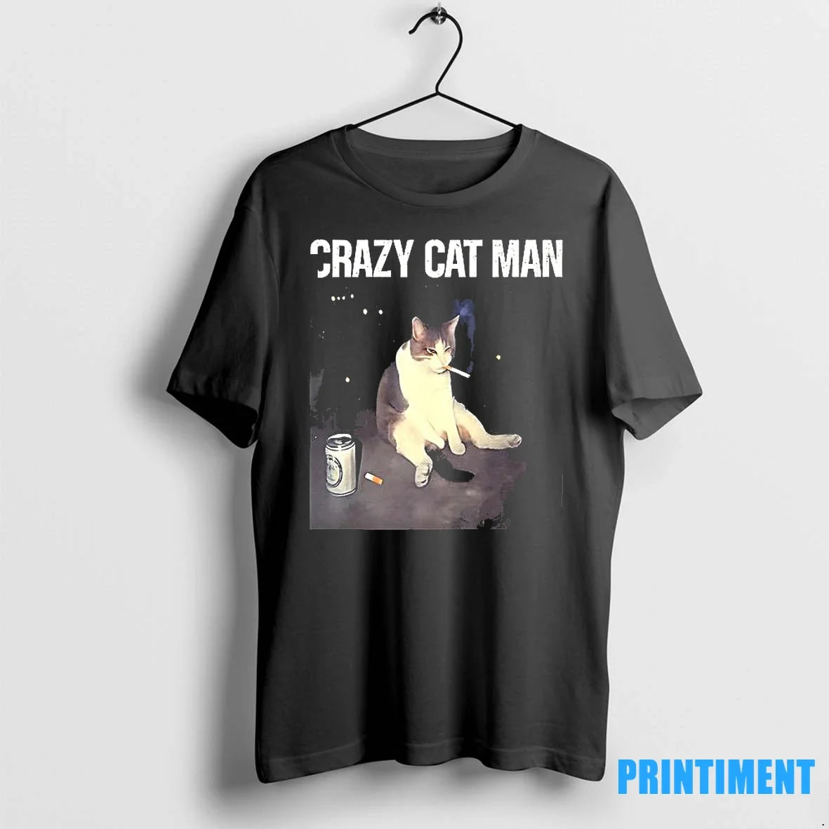 Crazy Cat Man Smoking Sweater - Adult & Kids T-Shirts, Sweatshirts & Hoodies apparel design preview 1
