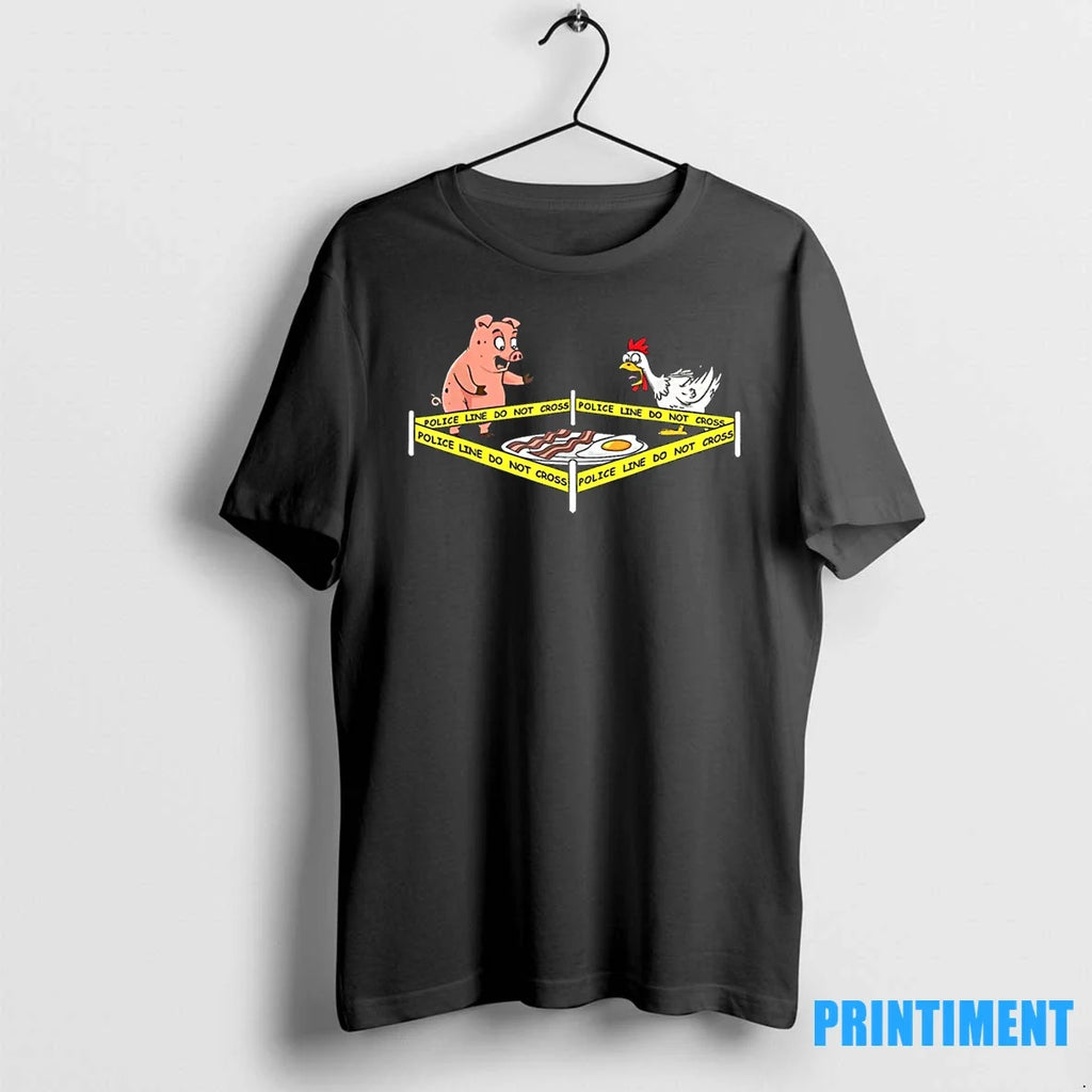 Crime Scene Bacon Egg Pig Chicken Food Thanksgiving - Adult & Kids T-Shirts, Sweatshirts & Hoodies apparel design preview 1