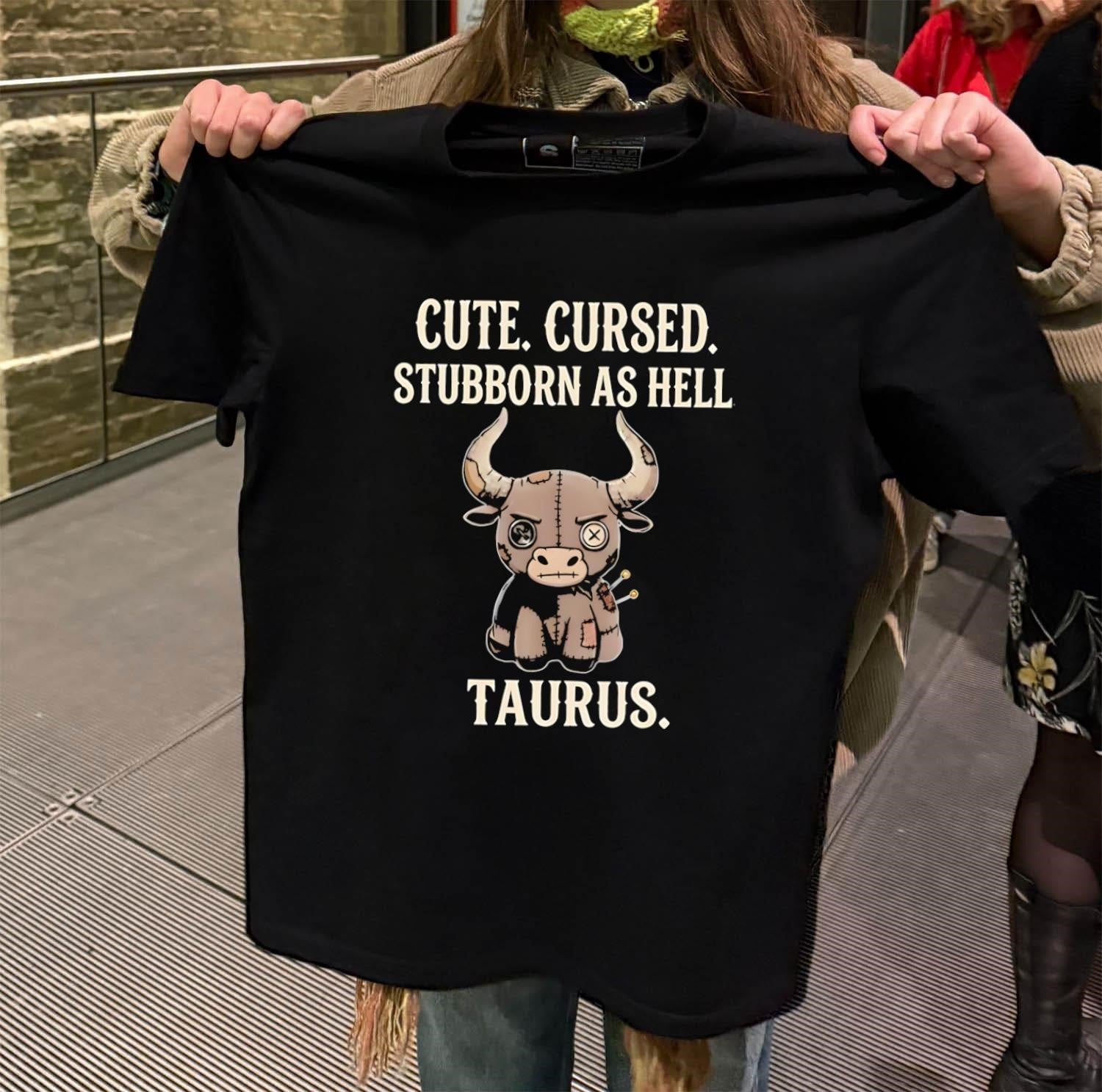 Cute Cursed Stubborn As Hell Taurus - Adult & Kids T-Shirts, Sweatshirts & Hoodies apparel design preview 2