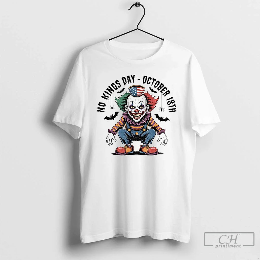 Cute Jester Skull Halloween No Kings Day October 18 - Adult & Kids T-Shirts, Sweatshirts & Hoodies apparel design preview 1