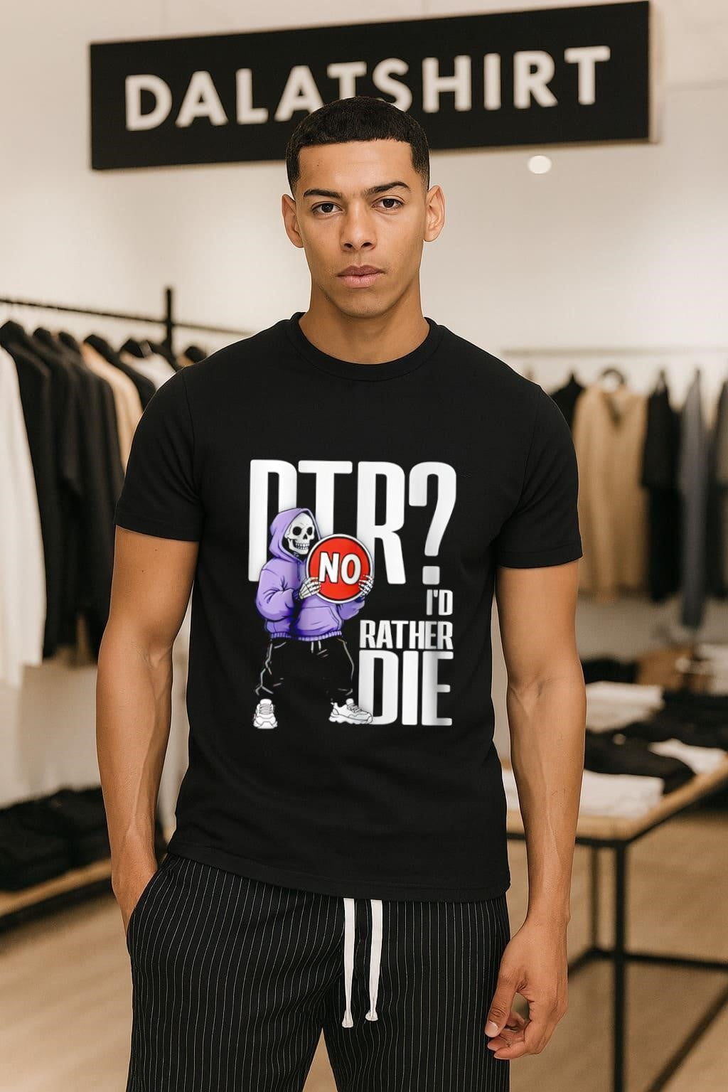 DTR No I Would Rather Die Grim Reaper Skeleton - Adult & Kids T-Shirts, Sweatshirts & Hoodies apparel design preview 1
