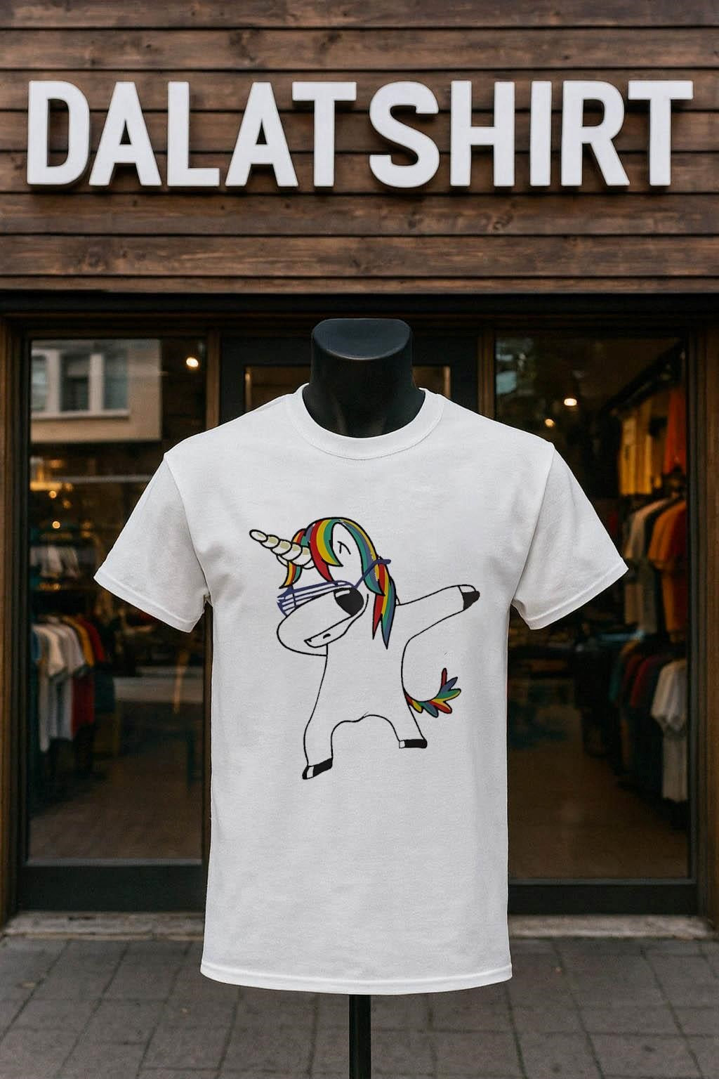 Dabbing Unicorn with Rainbow Hair and Shutter Shades - Adult & Kids T-Shirts, Sweatshirts & Hoodies apparel design preview 1