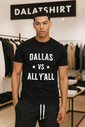 Dallas vs All Y'all Distressed Text Texas Pride - Adult & Kids T-Shirts, Sweatshirts & Hoodies apparel design preview 1