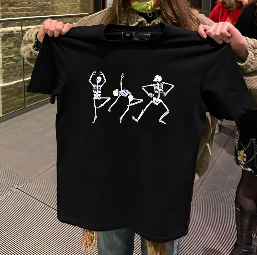 Dancing White Skeletons Background Funny - Adult & Kids T-Shirts, Sweatshirts & Hoodies apparel design preview 2