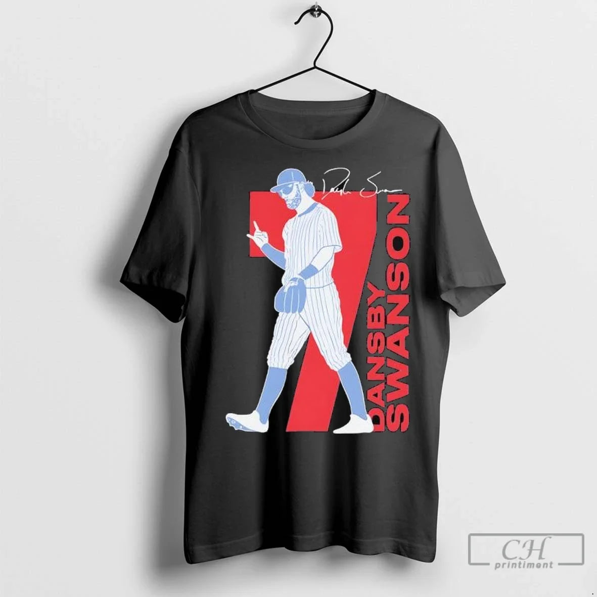 Dansby Swanson 7 Chicago Cubs Baseball Mlb Signature - Adult & Kids T-Shirts, Sweatshirts & Hoodies apparel design preview 1