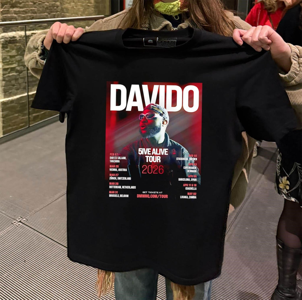 Davido 5ive Alive Tour 2026 Concert Dates Music Fan - Adult & Kids T-Shirts, Sweatshirts & Hoodies apparel design preview 2