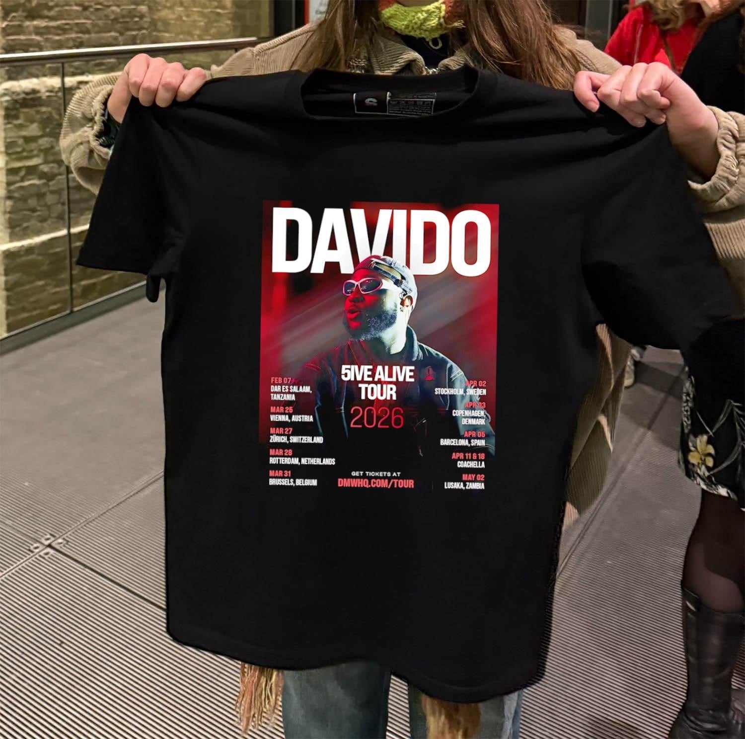 Davido 5ive Alive Tour 2026 Concert Dates Music Fan - Adult & Kids T-Shirts, Sweatshirts & Hoodies apparel design preview 2